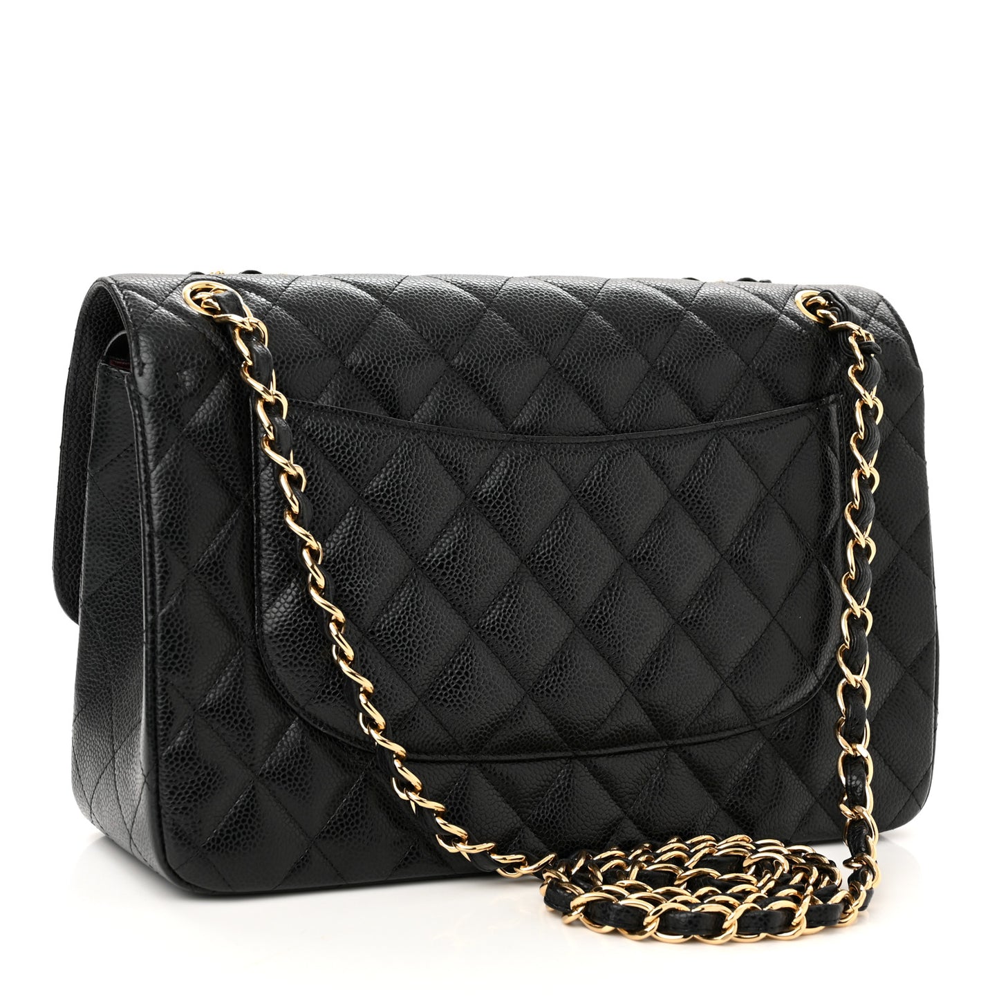 Caviar Quilted Jumbo Double Flap Black