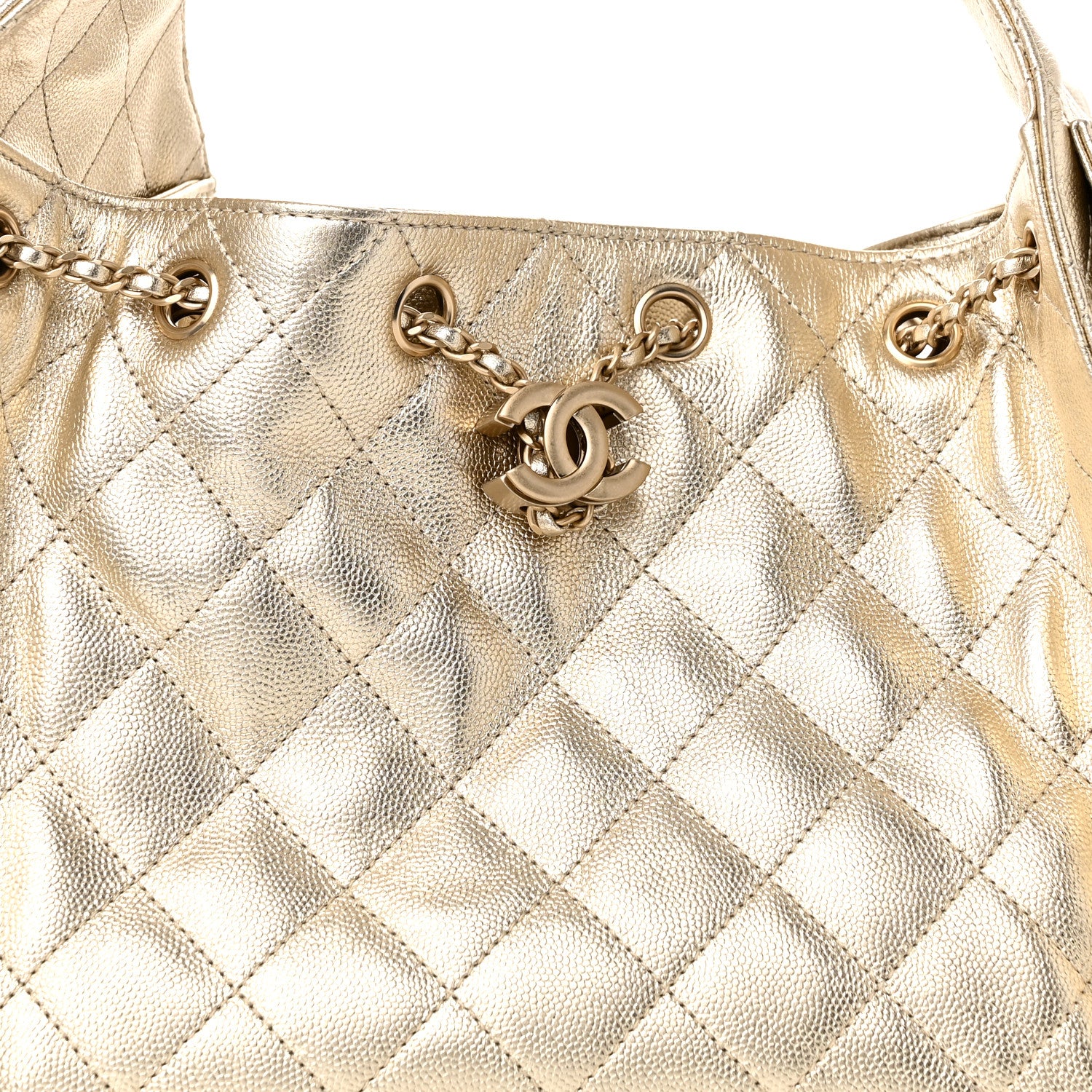 Chanel Metallic Caviar Quilted Small Chanel 25 Hobo Gold 8 of 10