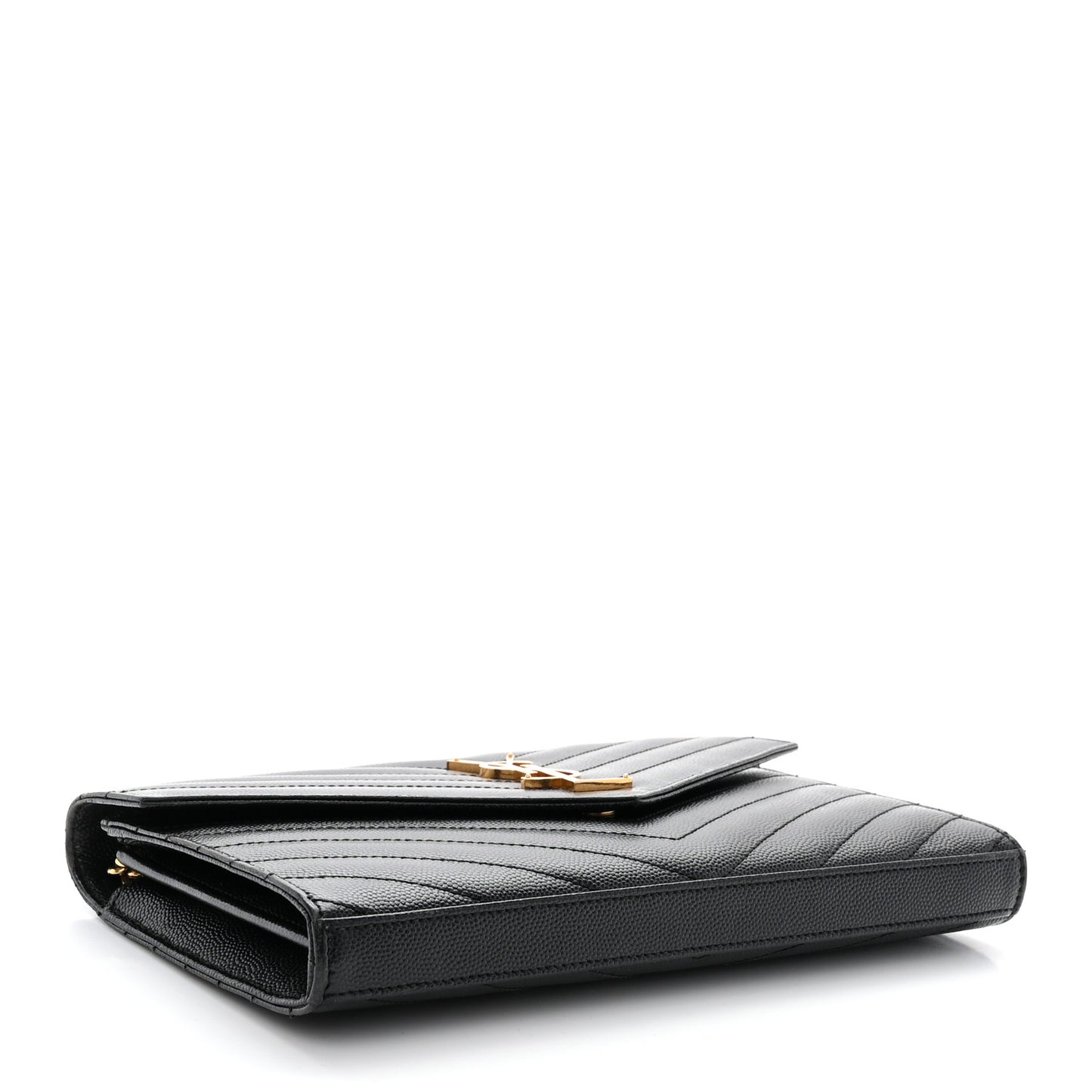 Grain De Poudre Matelasse Chevron Monogram Chain Wallet Black