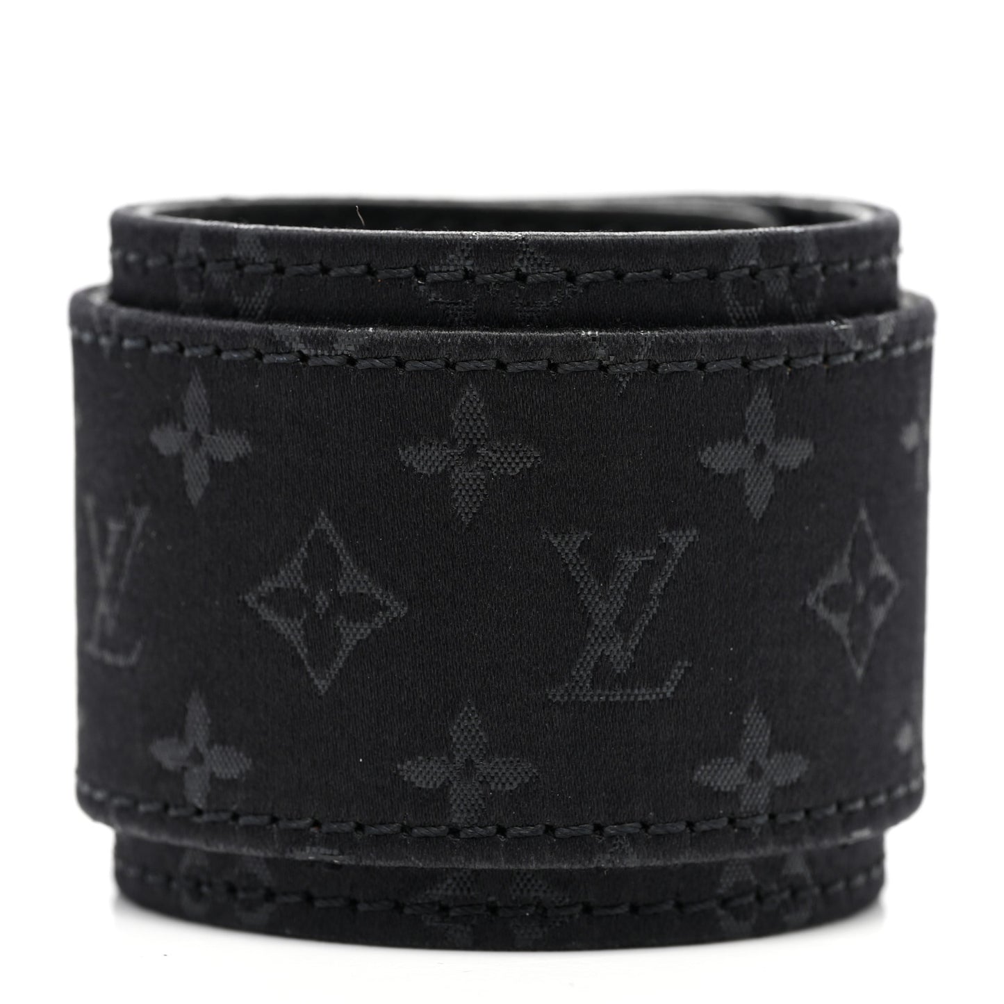 Satin Monogram Serrure Cuff Black