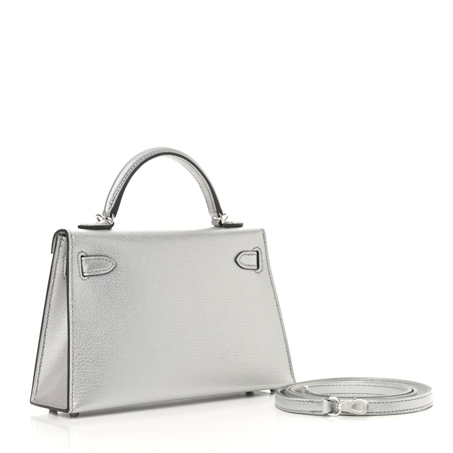 Metallic Chevre Chamkilight Mini Kelly Sellier 20 Argent
