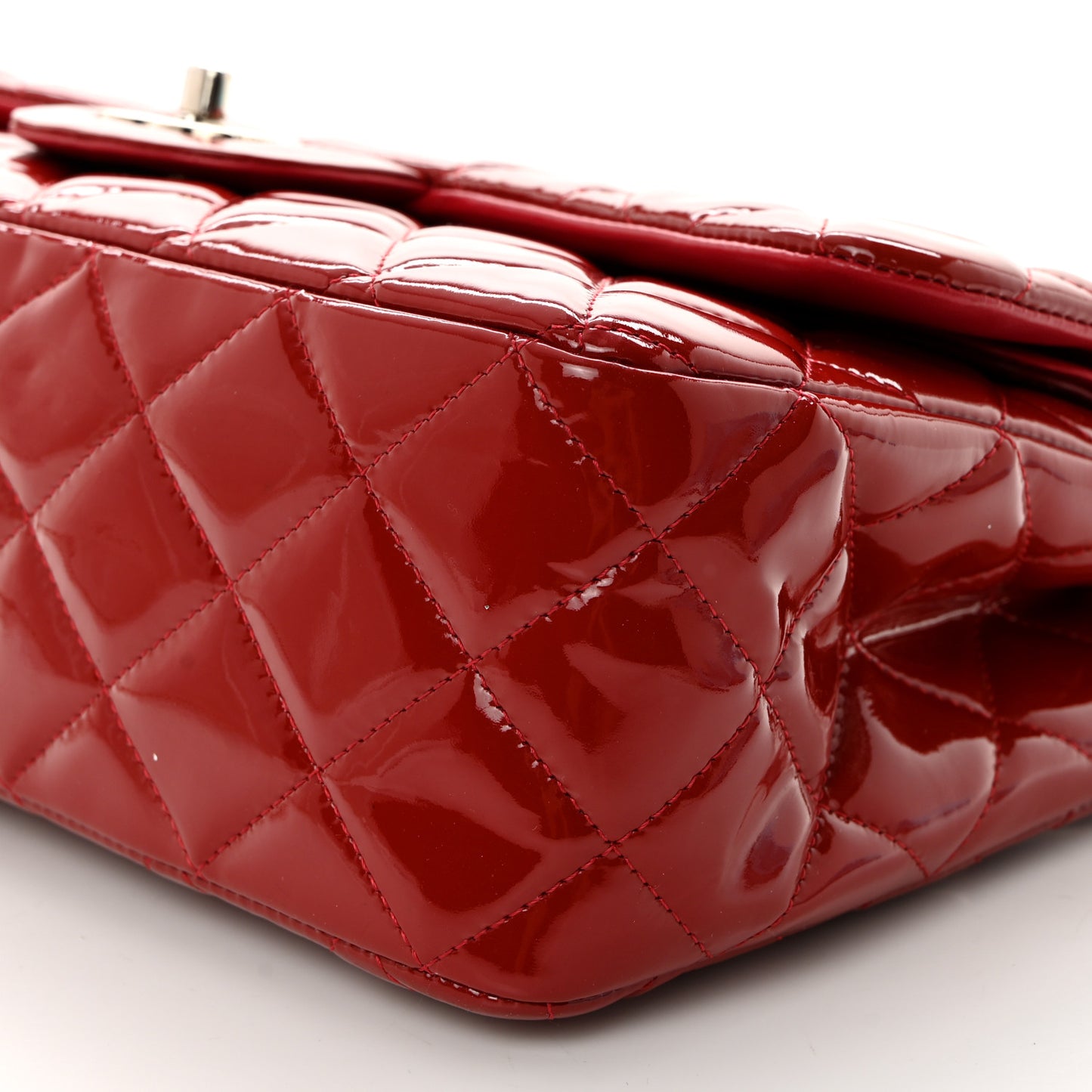 Patent Quilted Jumbo Double Flap Dark Red