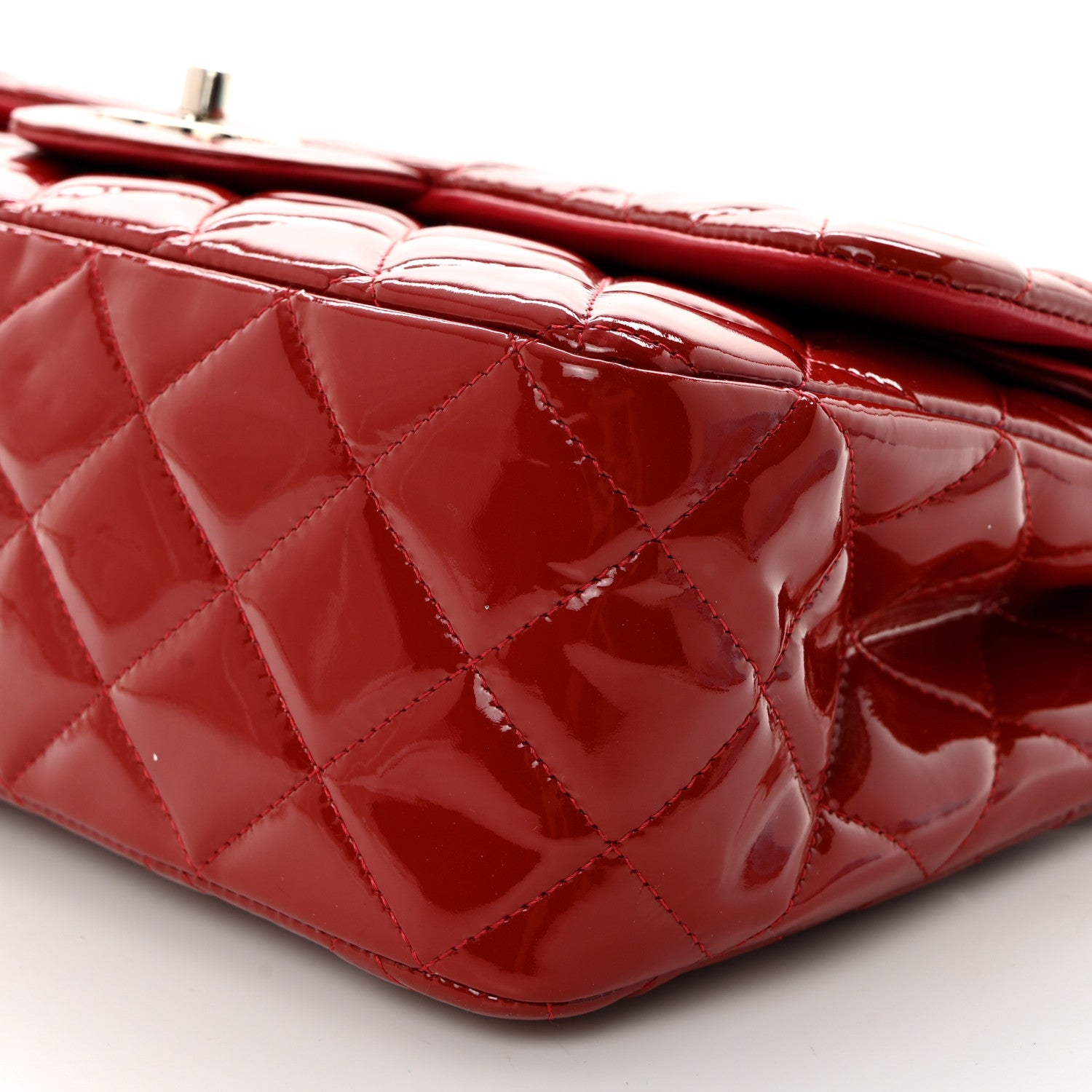Chanel Patent Quilted Jumbo Double Flap Dark Red 10 of 10