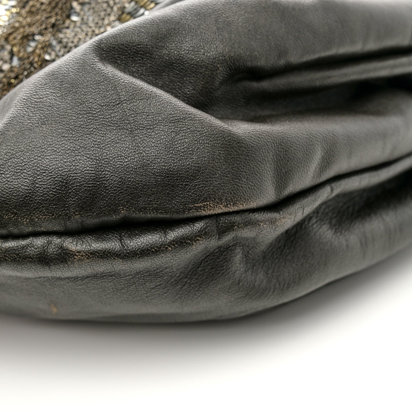 Nappa Sequin Chain Glam Tote Dark Grey