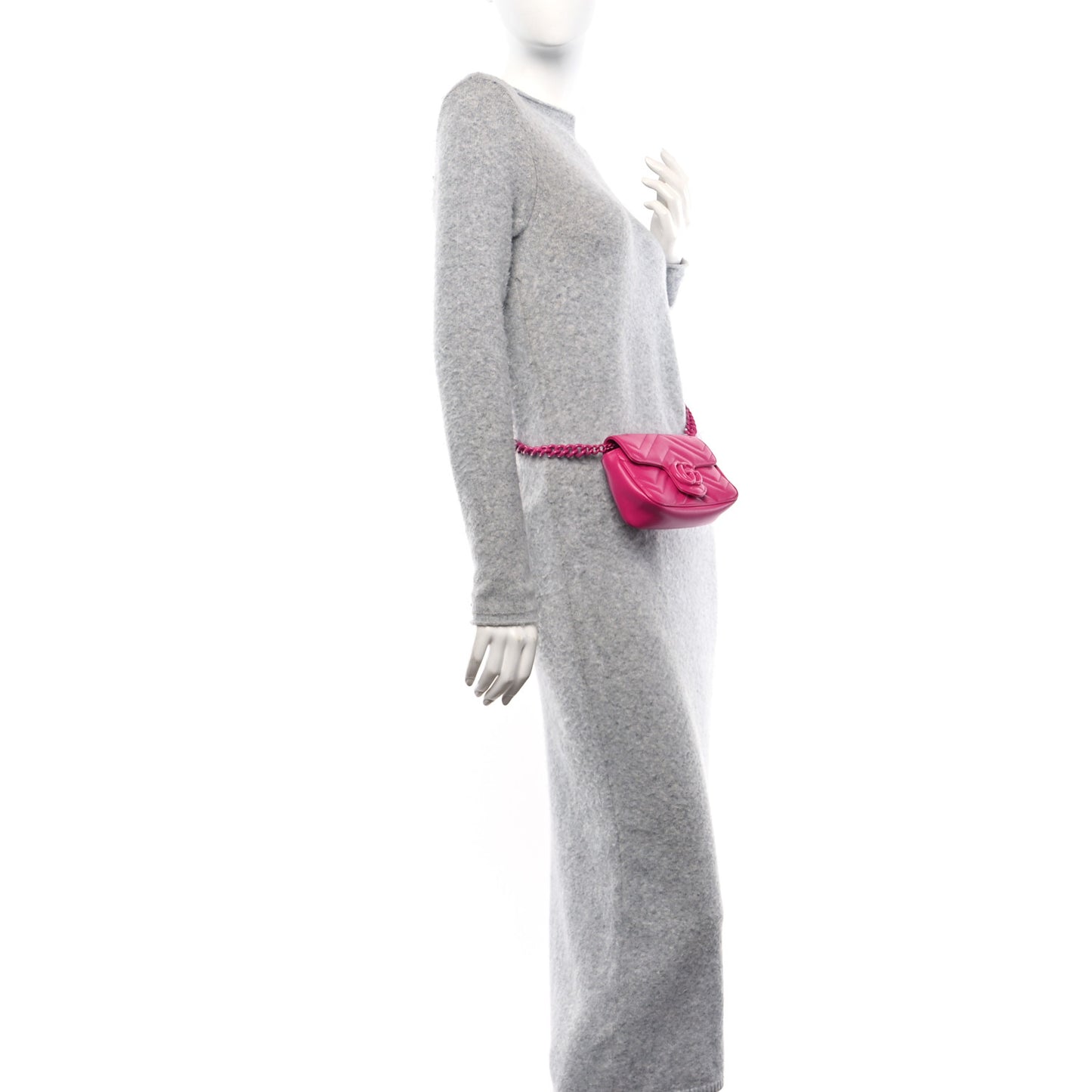 Calfskin Matelasse Monochrome GG Marmont Chain Belt Bag Classic Fuxia