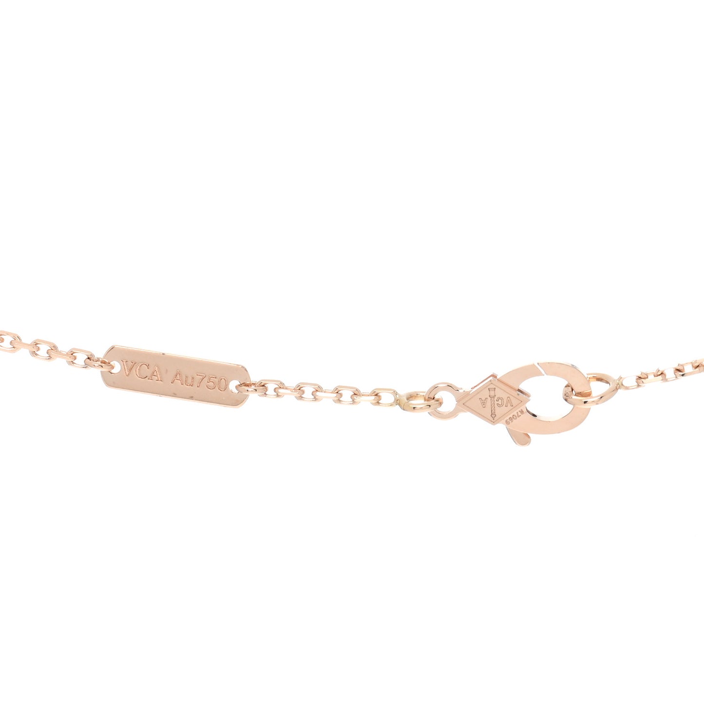 18K Rose Gold Diamond Vintage Alhambra Pendant Necklace