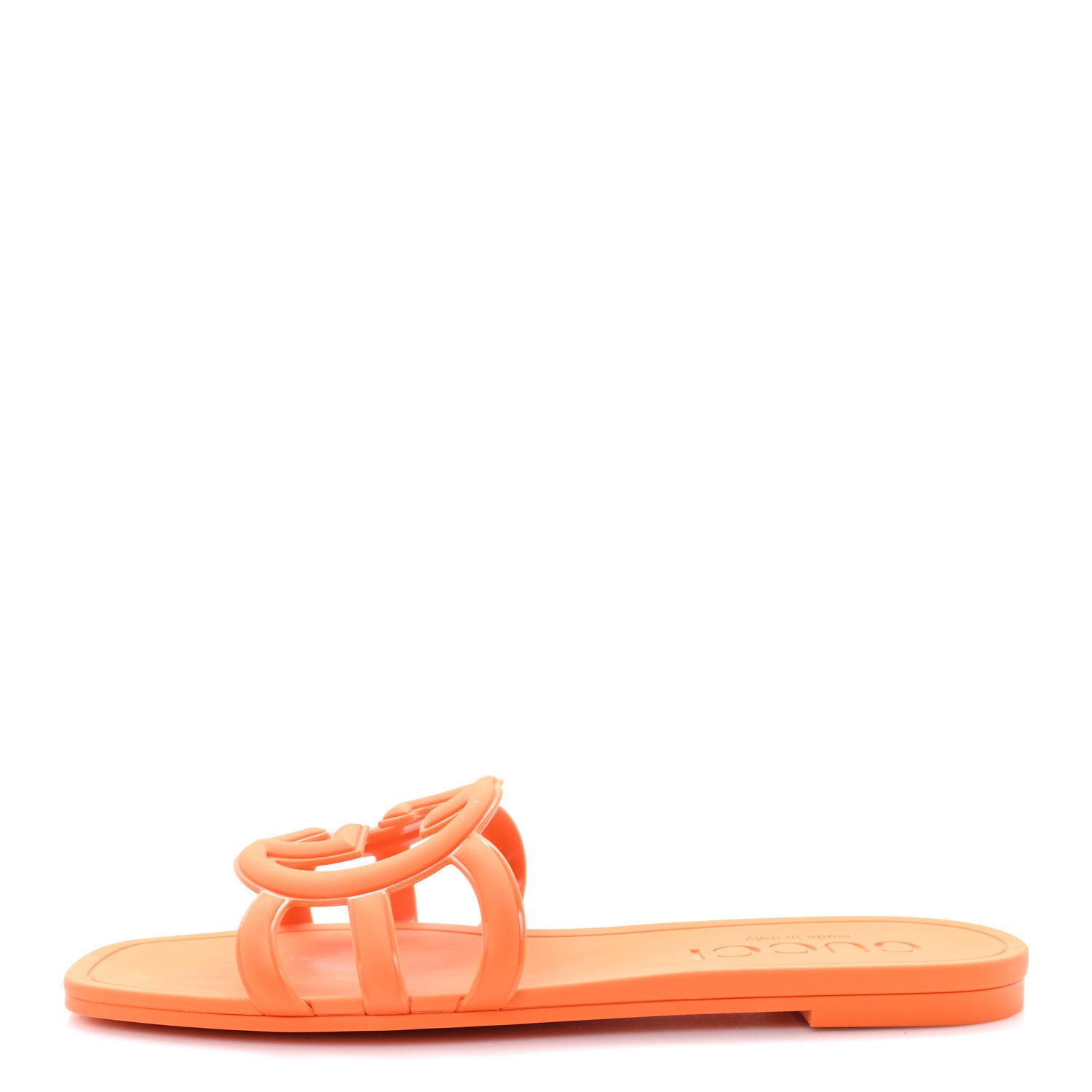 Gucci Rubber Interlocking G Womens Slide Sandals 38 Persimmon