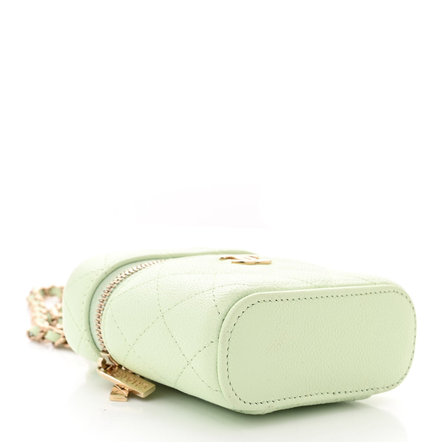 Chanel Caviar Quilted Small Handle With Care Vanity Case With Chain Light Green 5 of 12
