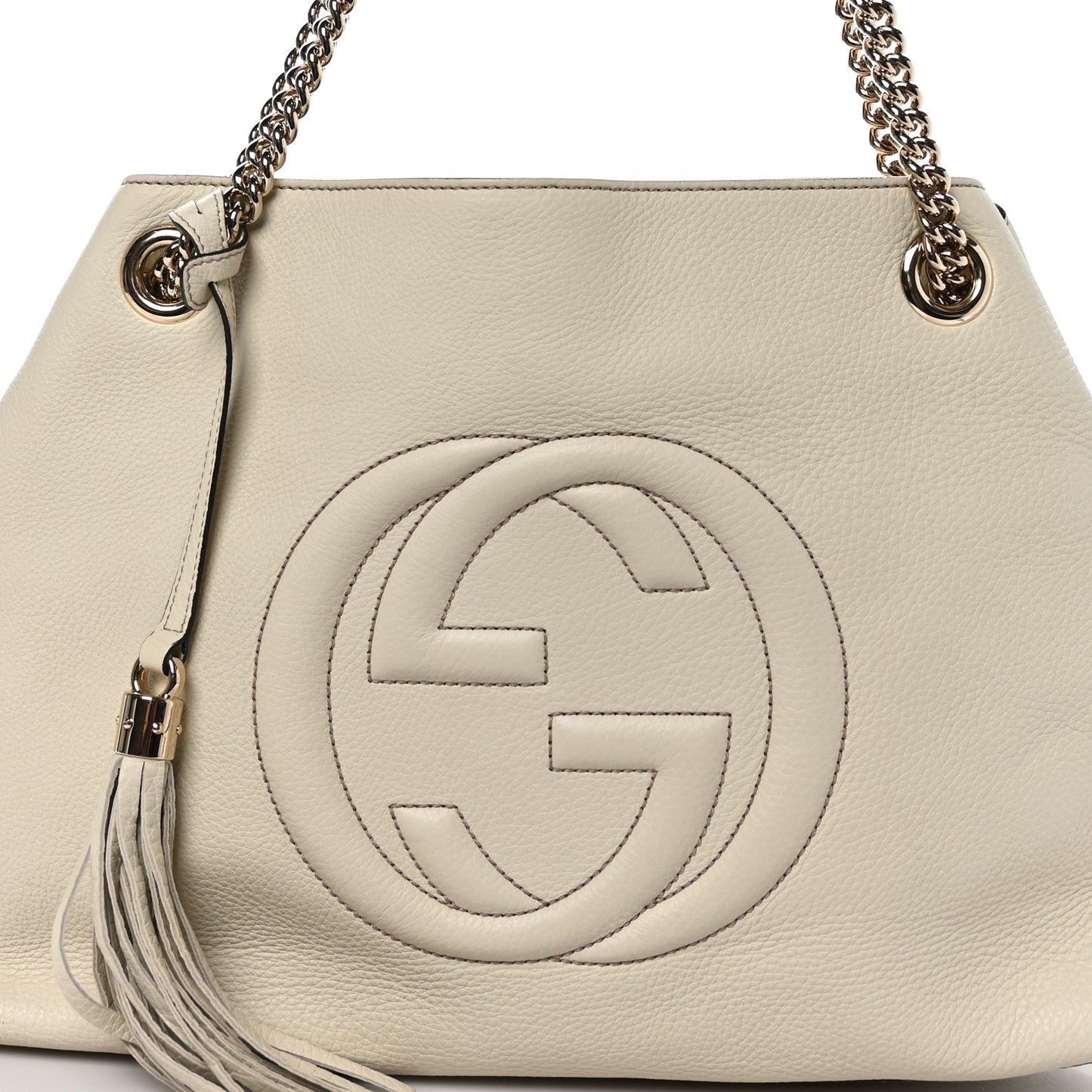 Pebbled Calfskin Medium Soho Chain Shoulder Bag Off White