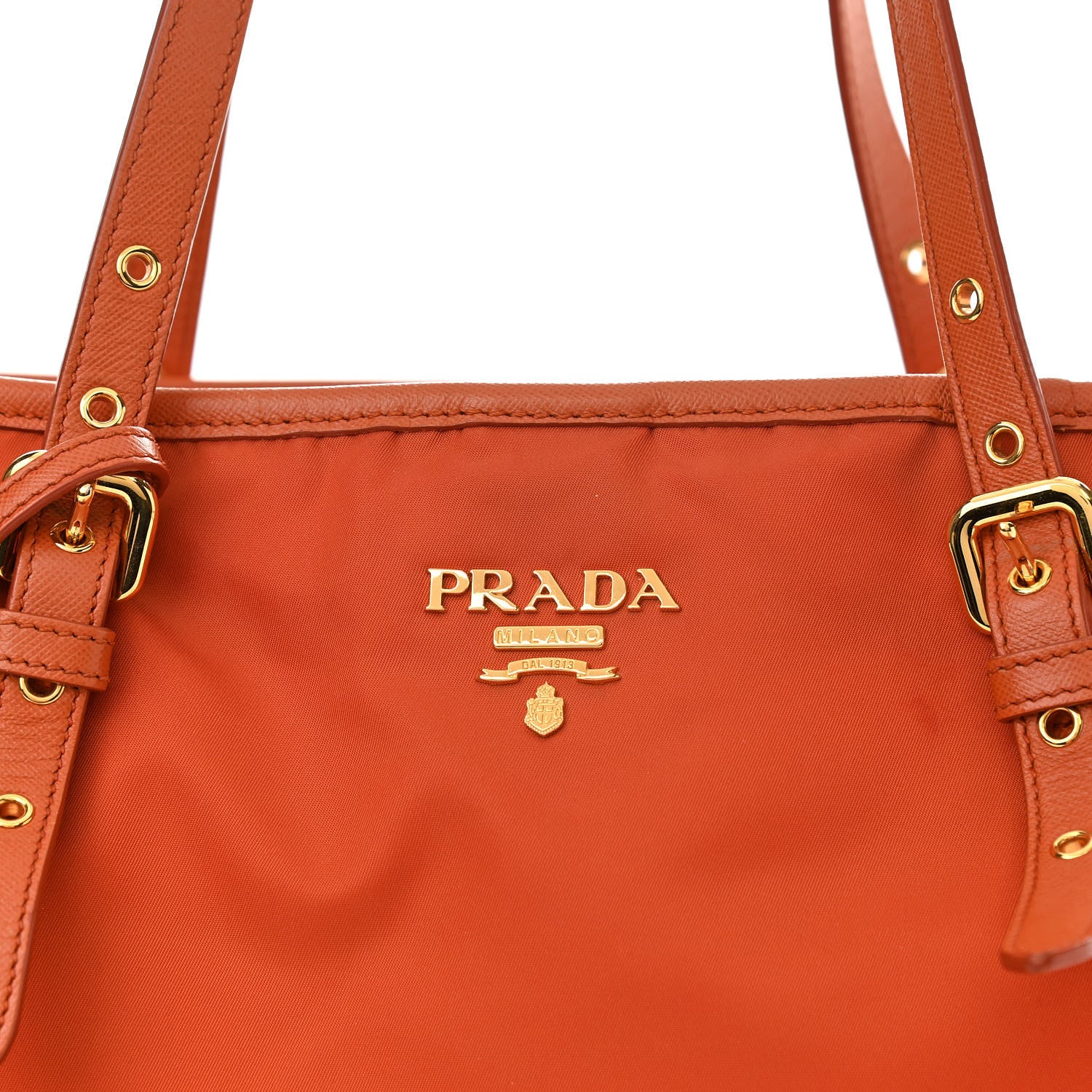 Prada Tessuto Nylon Saffiano Tote Papaya 10 of 17