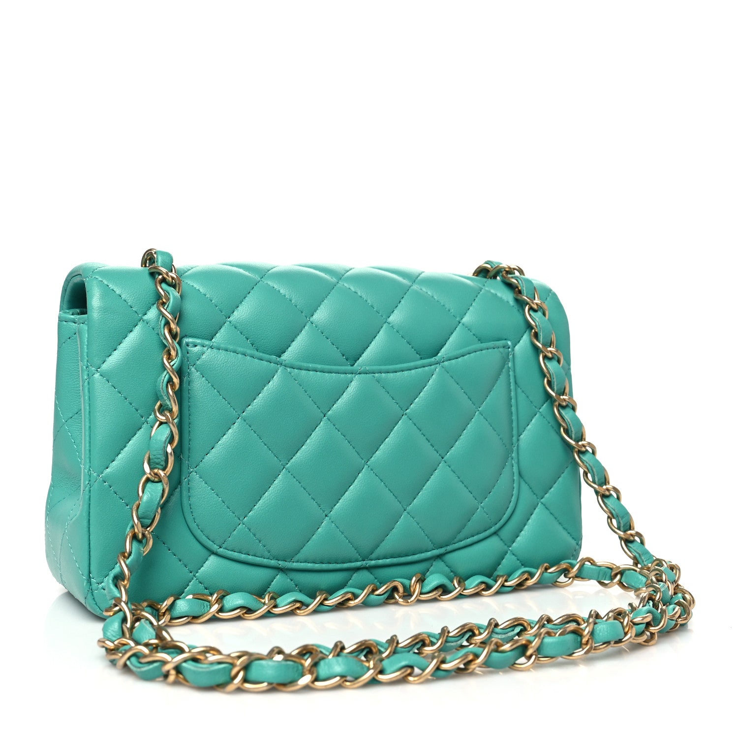Chanel Lambskin Quilted Mini Rectangular Flap  Turquoise 3 of 10