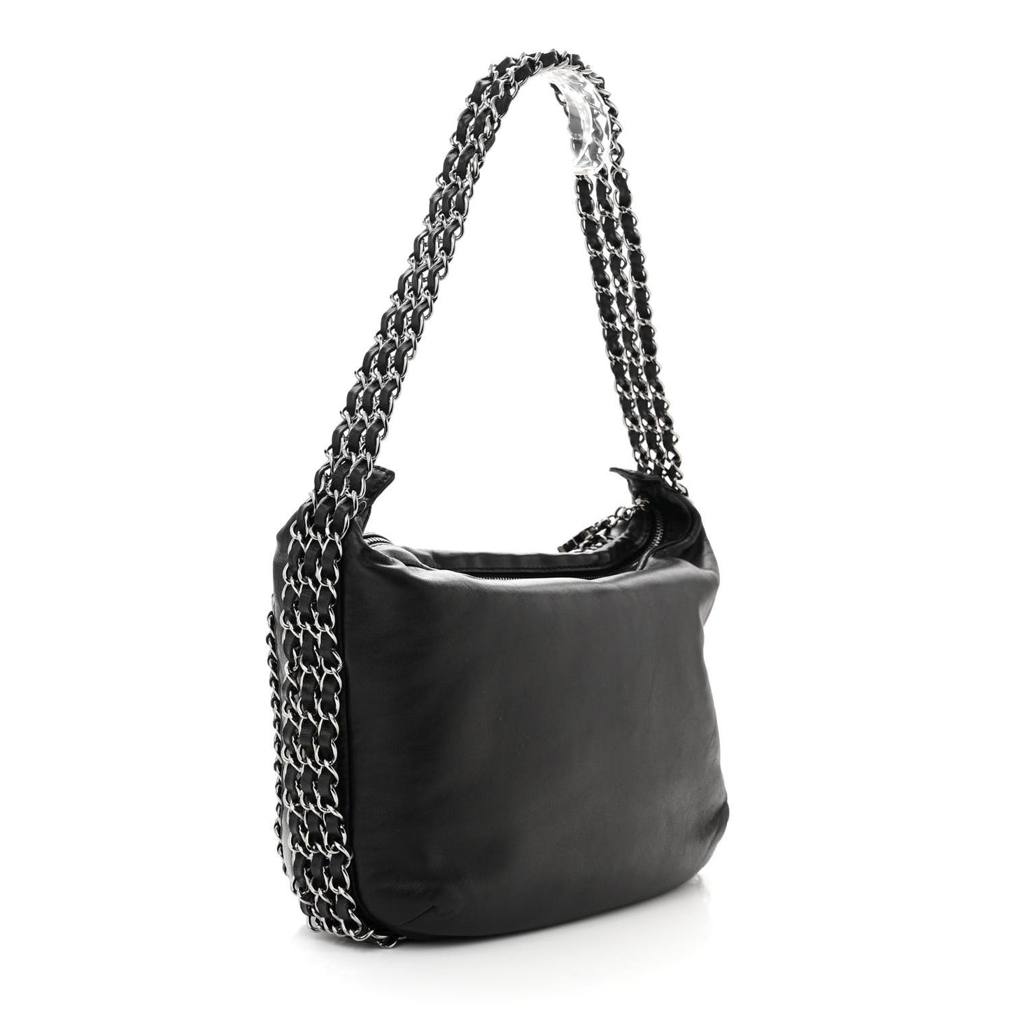 Lambskin Triple Chain Hobo Black