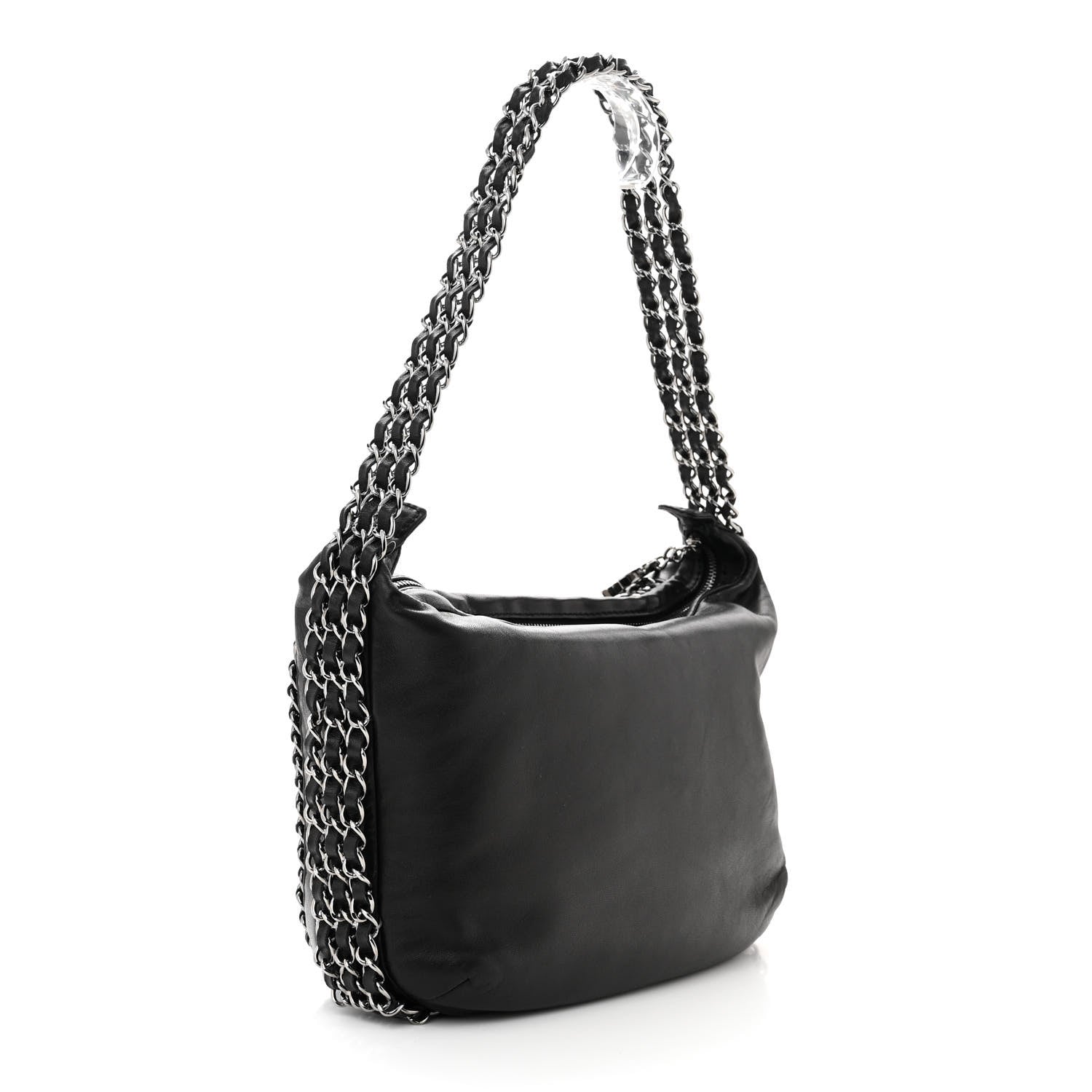 Chanel Lambskin Triple Chain Hobo Black 3 of 10