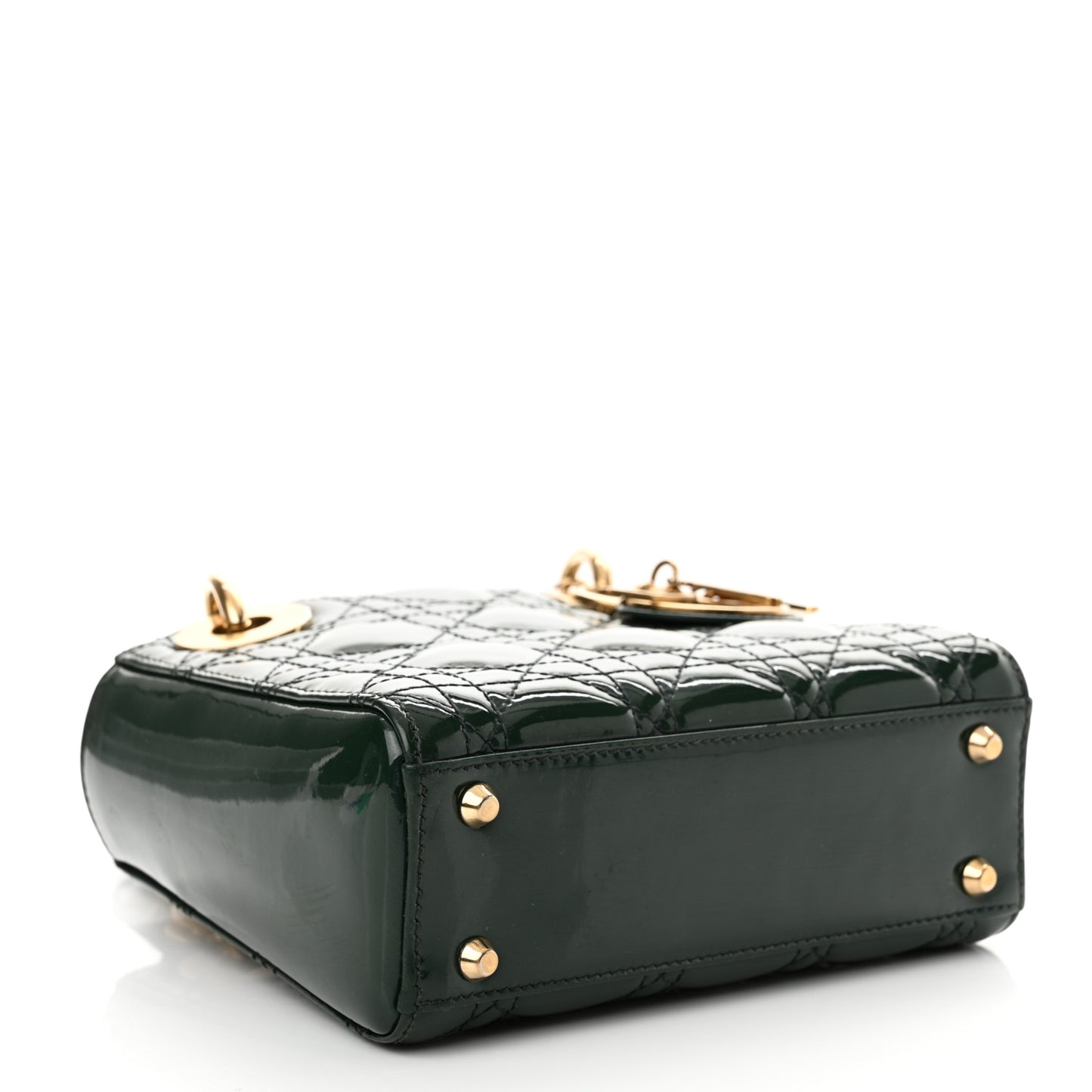 Patent Cannage Mini Lady Dior Pine Green