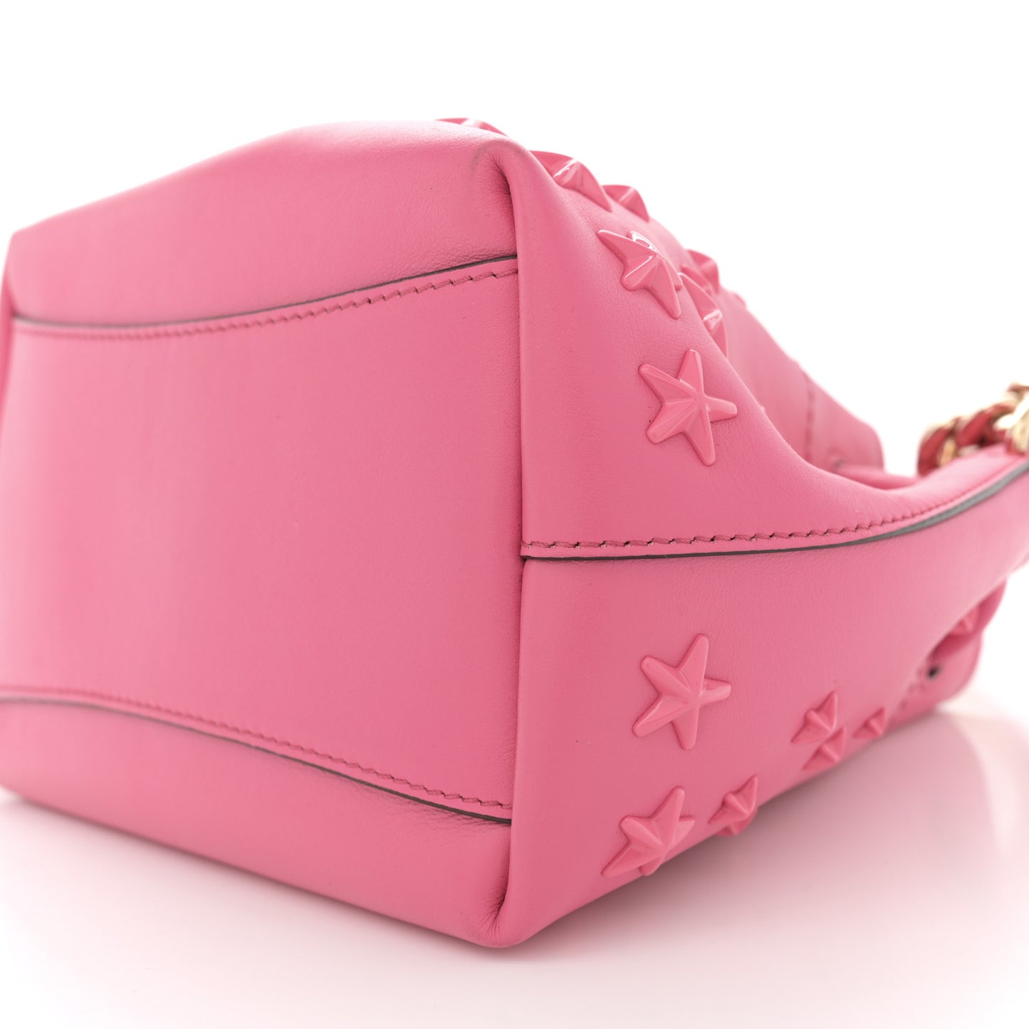Calfskin Star Studded Bon Bon Bucket Bag Candy Pink
