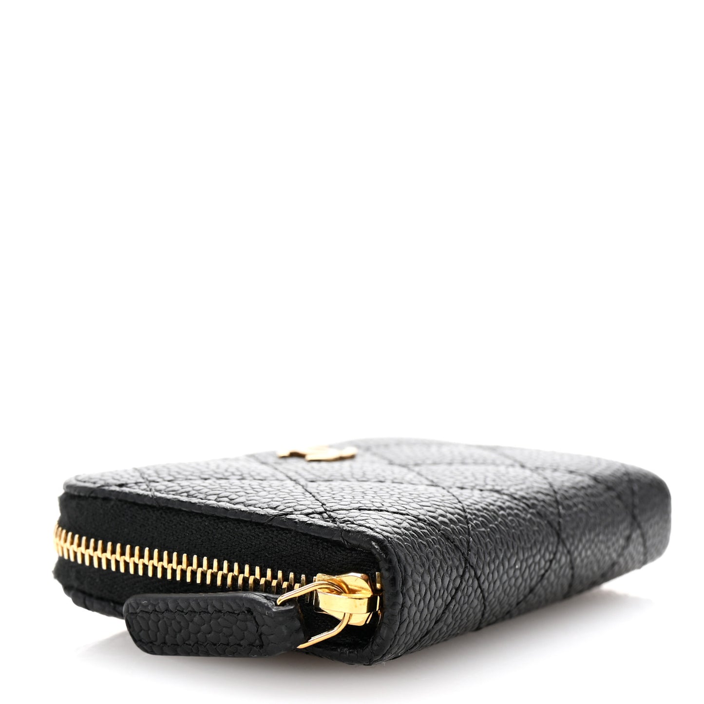 Caviar Quilted Zip Coin Purse Black