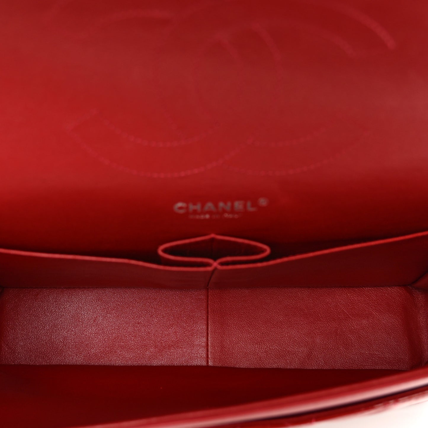 Patent Quilted Jumbo Double Flap Red