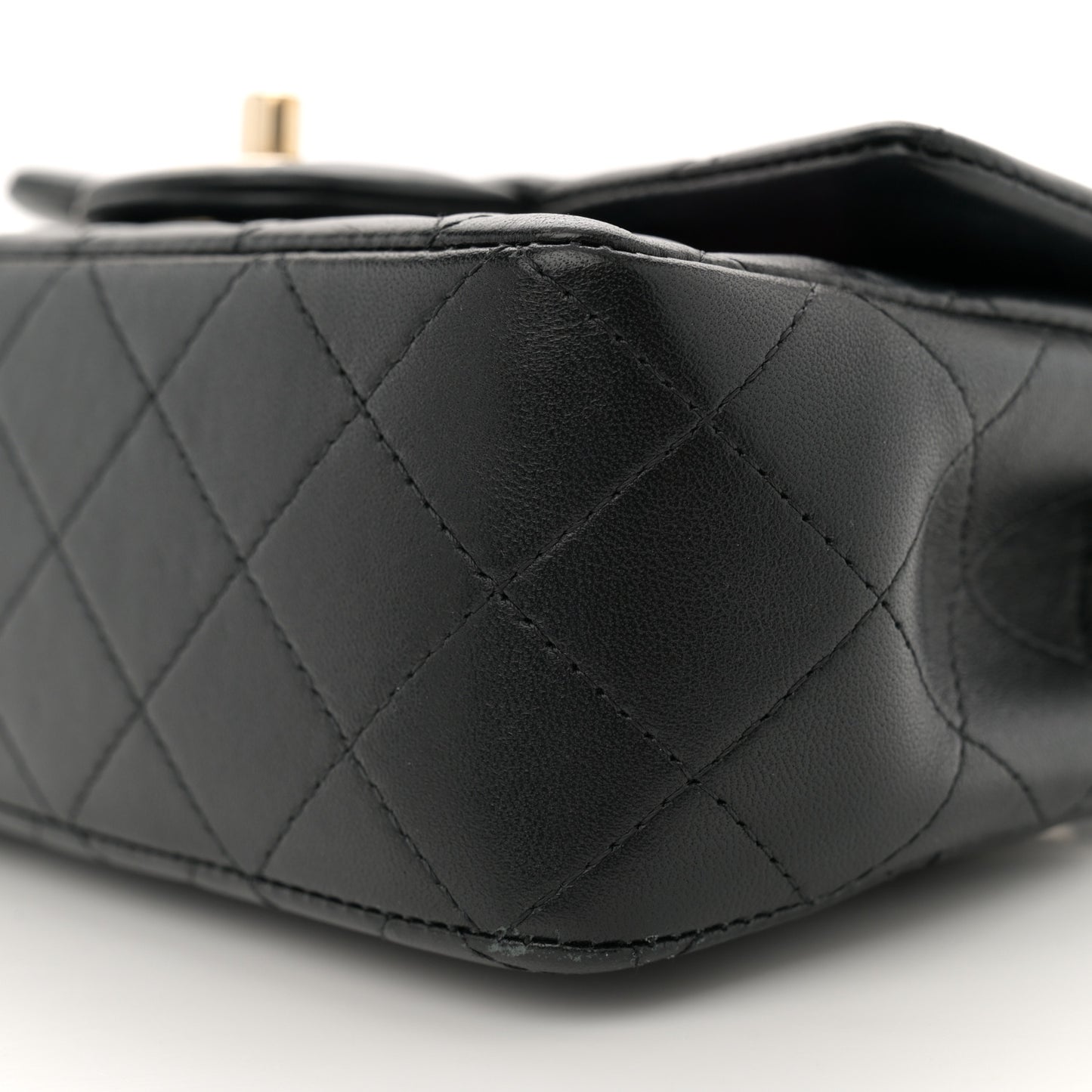 Lambskin Quilted Mini Top Handle Rectangular Flap Black