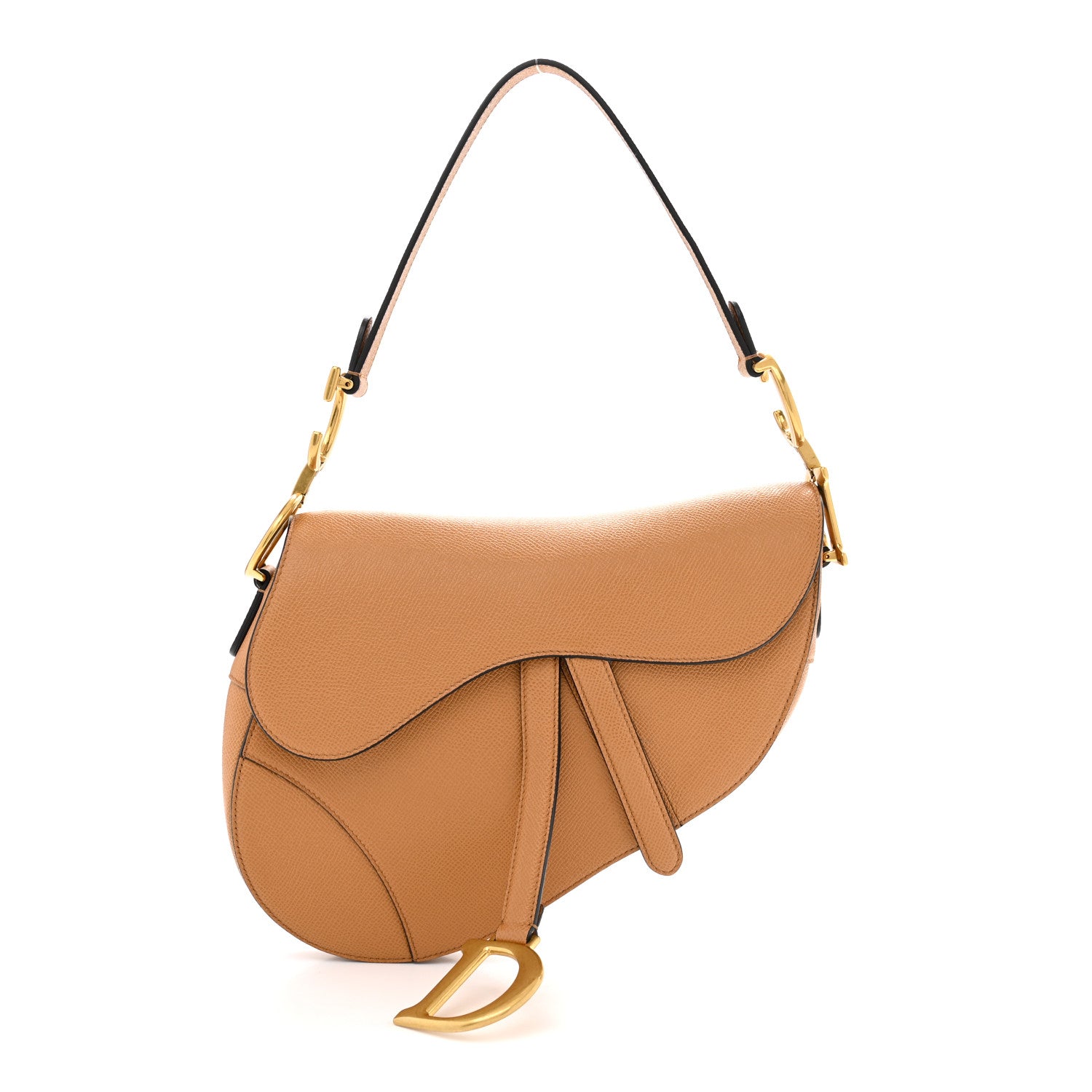 Christian Dior Grained Calfskin Saddle Bag Camello 1887597