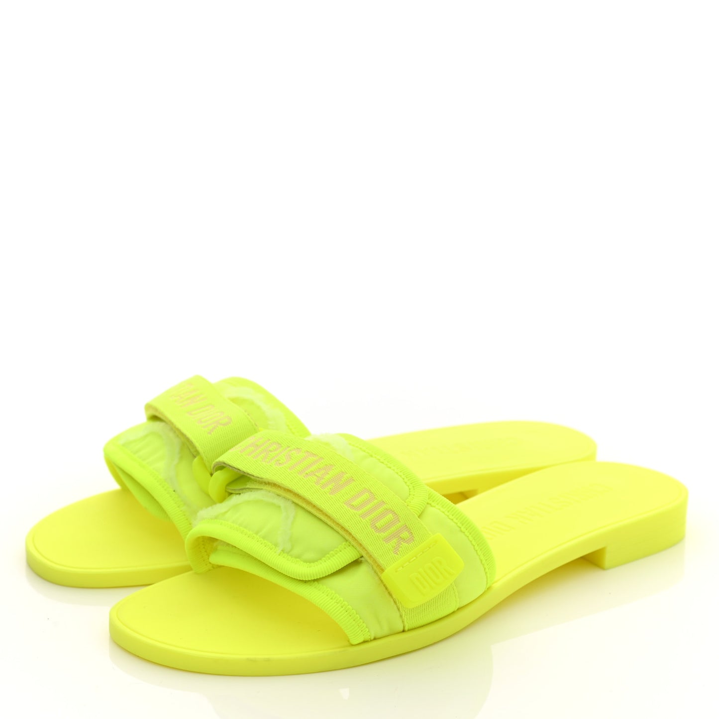 Technical Stretch Fabric Camouflage Dio(r)evolution Slide Sandals 40 Yellow Fluo
