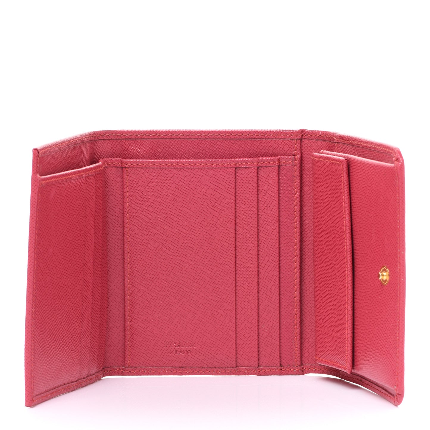 Saffiano Metal French Flap Compact Wallet Pink
