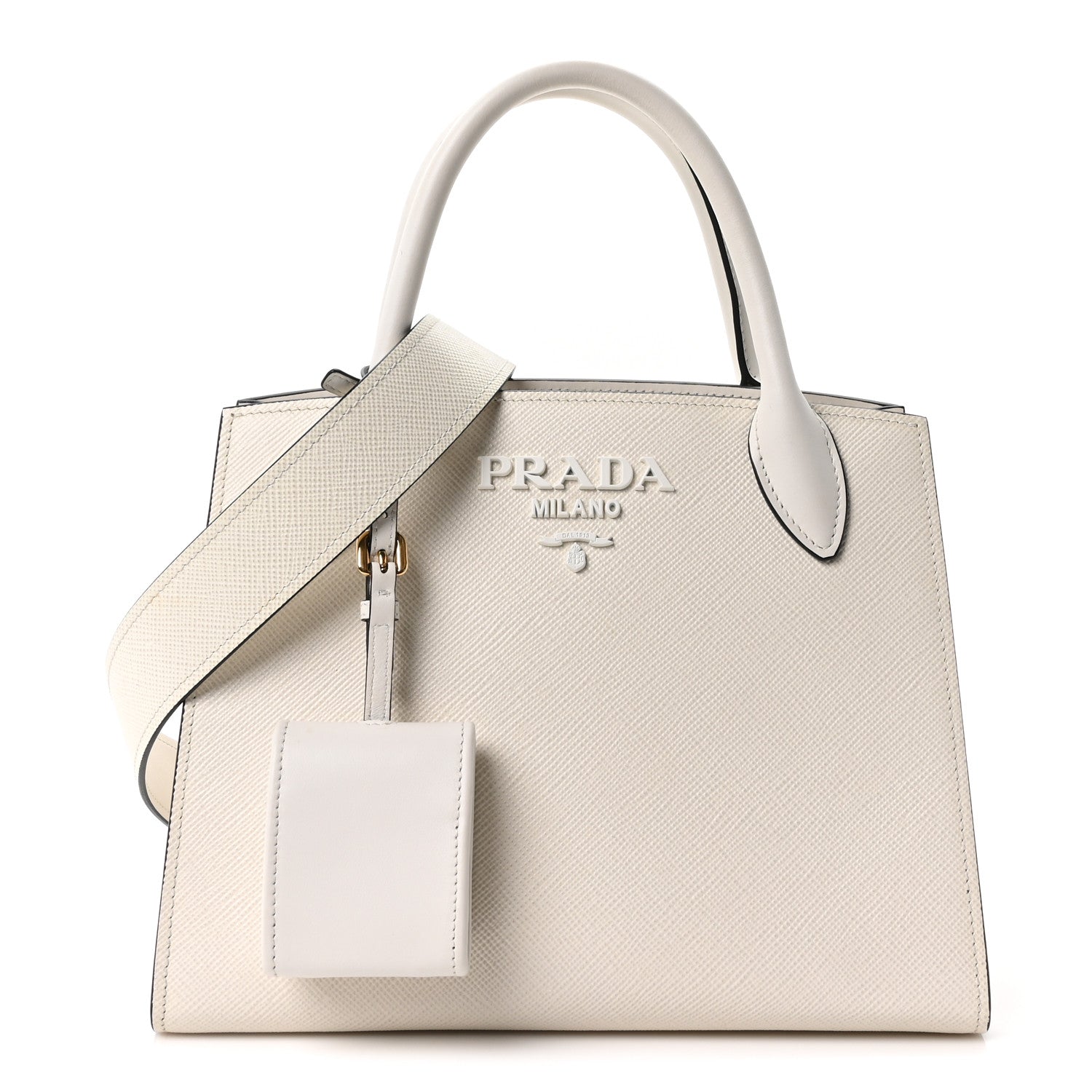 Prada Saffiano Cuir Calfskin Small Monochrome Top Handle Tote