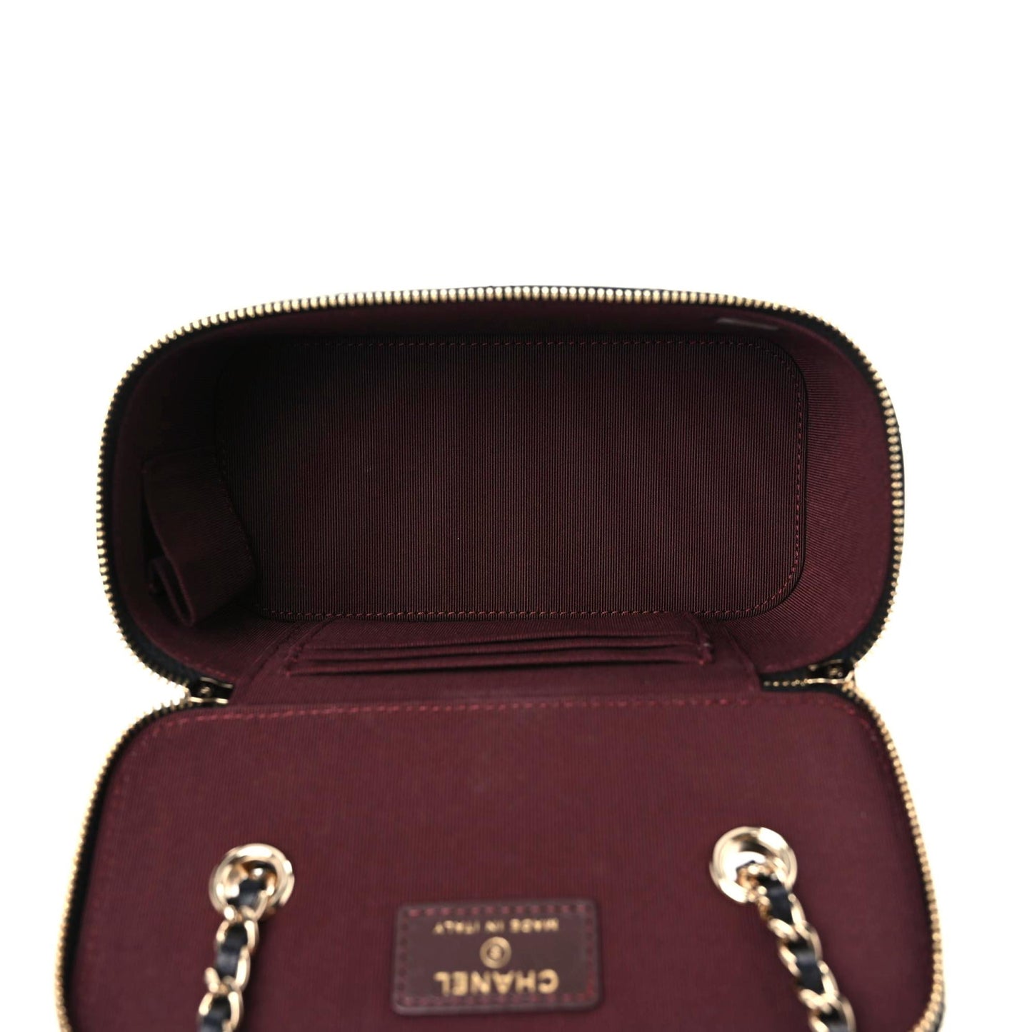 Lambskin Quilted Small Vanity Case With Chain Black