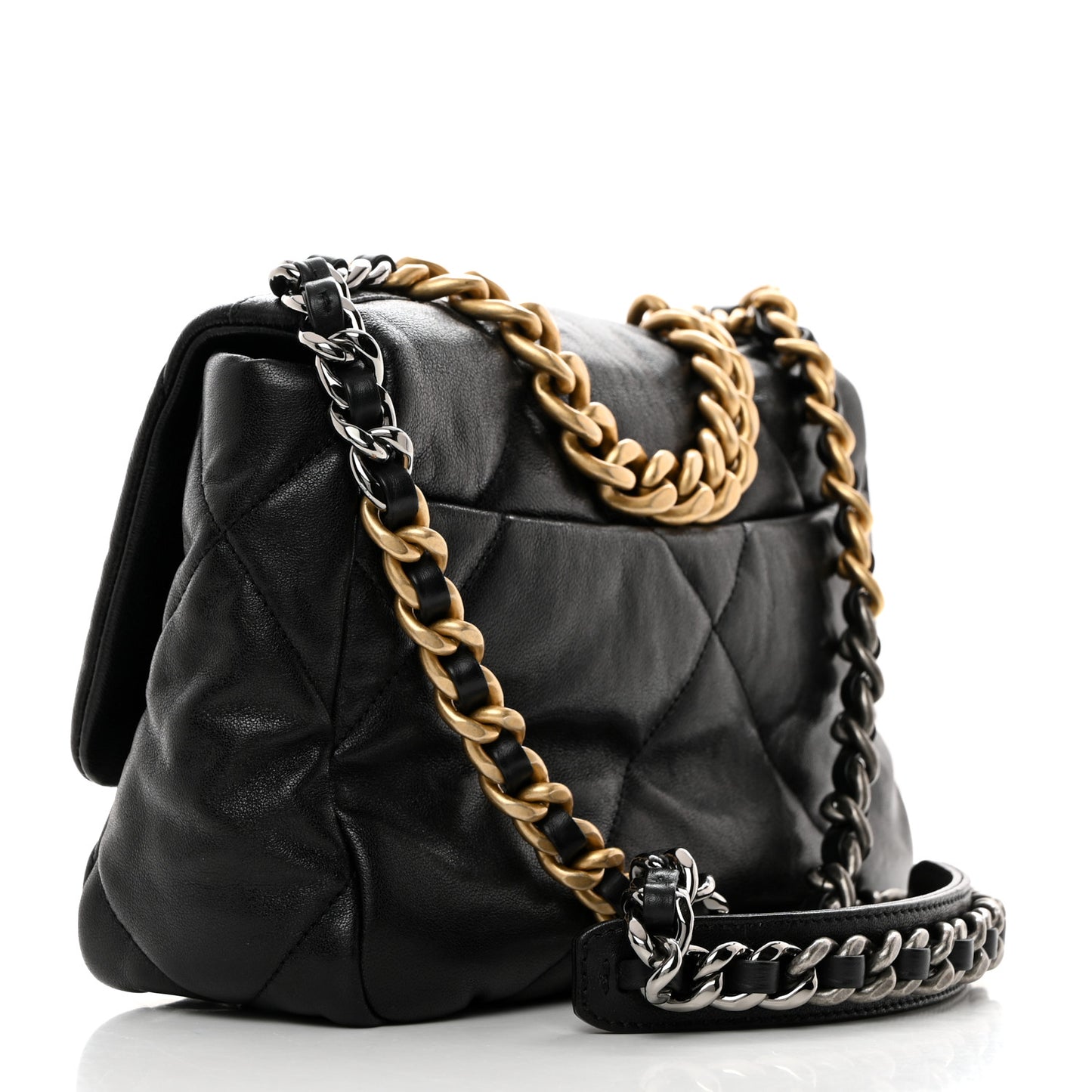 Goatskin Quilted Medium Chanel 19 Flap Black