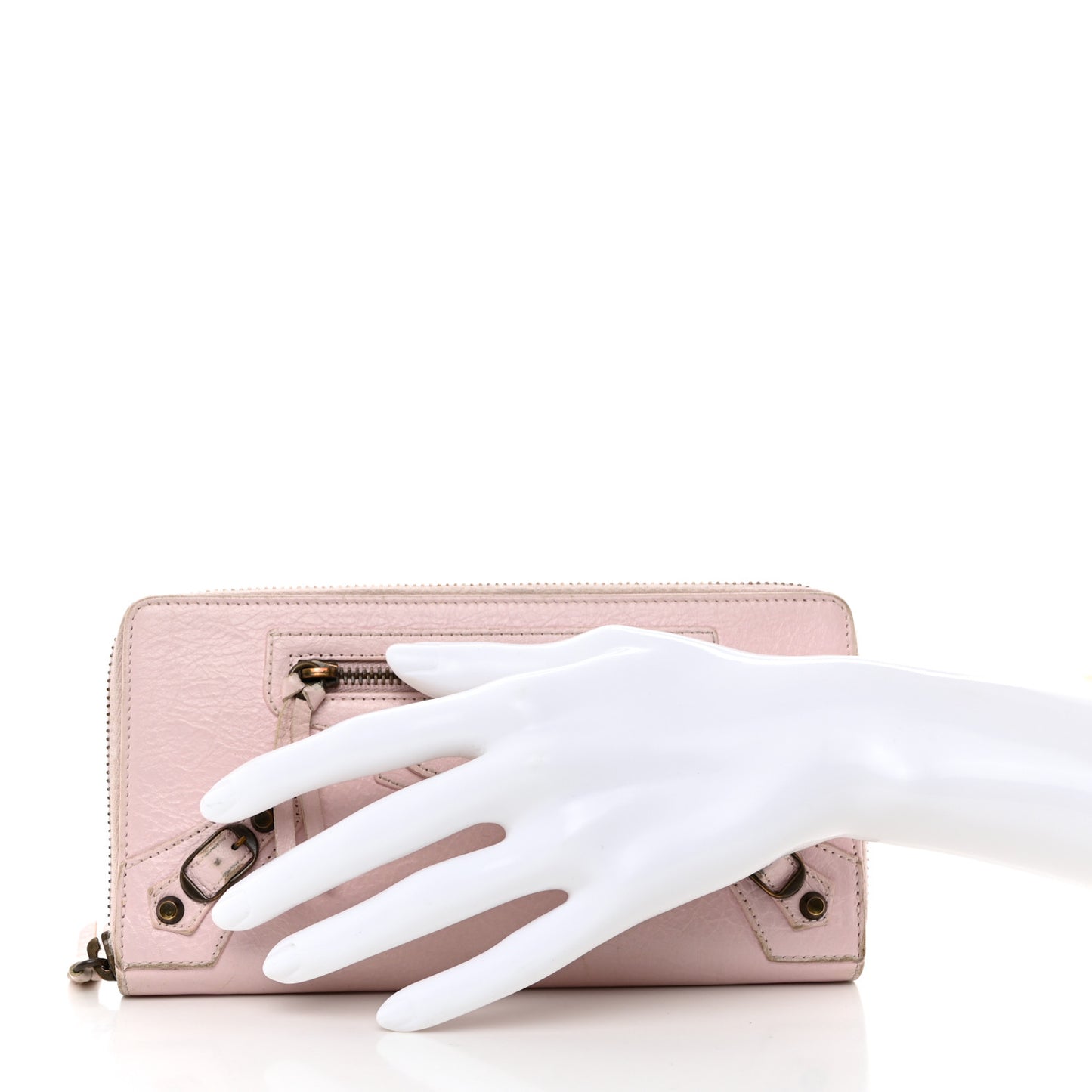 Agneau Classic Hardware Continental Zip Around Wallet Rose Poudre