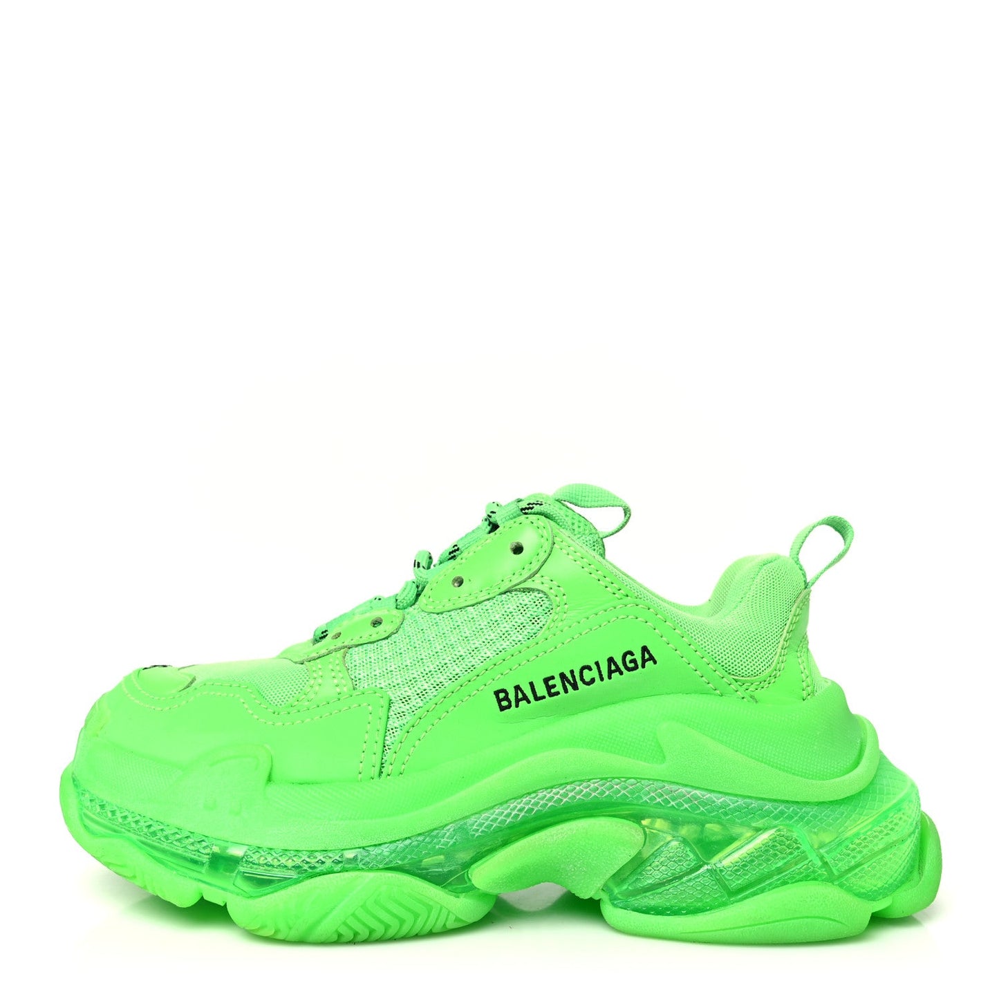 Fabric Mesh Clear Sole Womens Triple S Sneakers 36 Fluo Green
