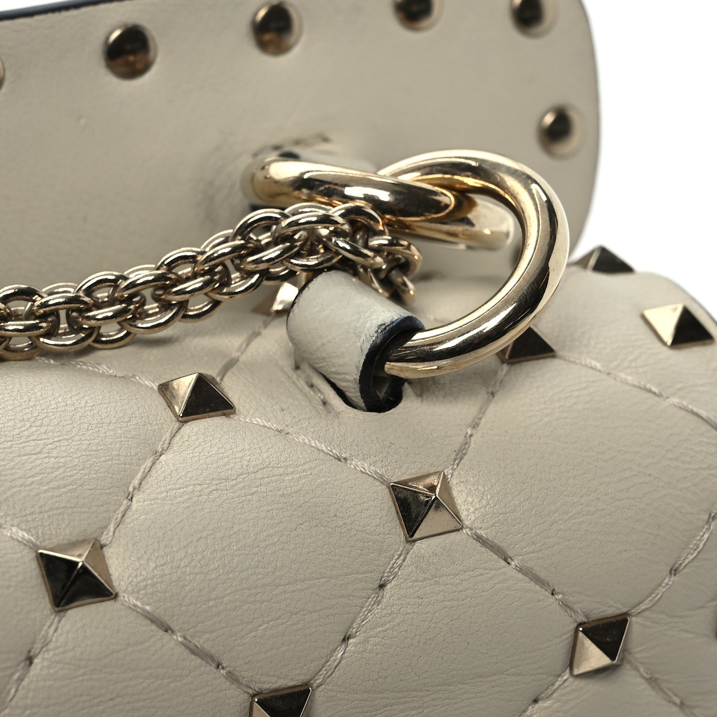 Nappa Small Rockstud Spike Shoulder Bag Light Ivory