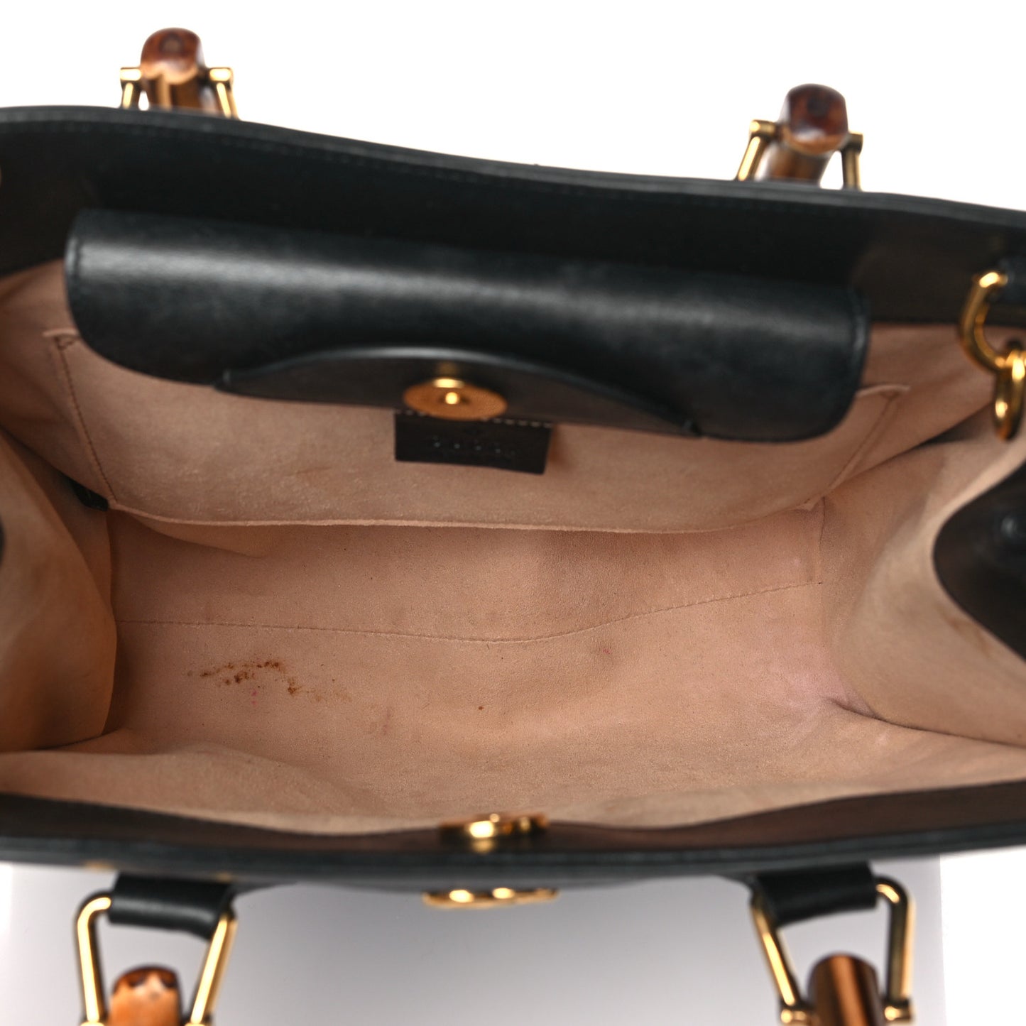 Calfskin Small Diana Tote Bag Black Yellow Fluo