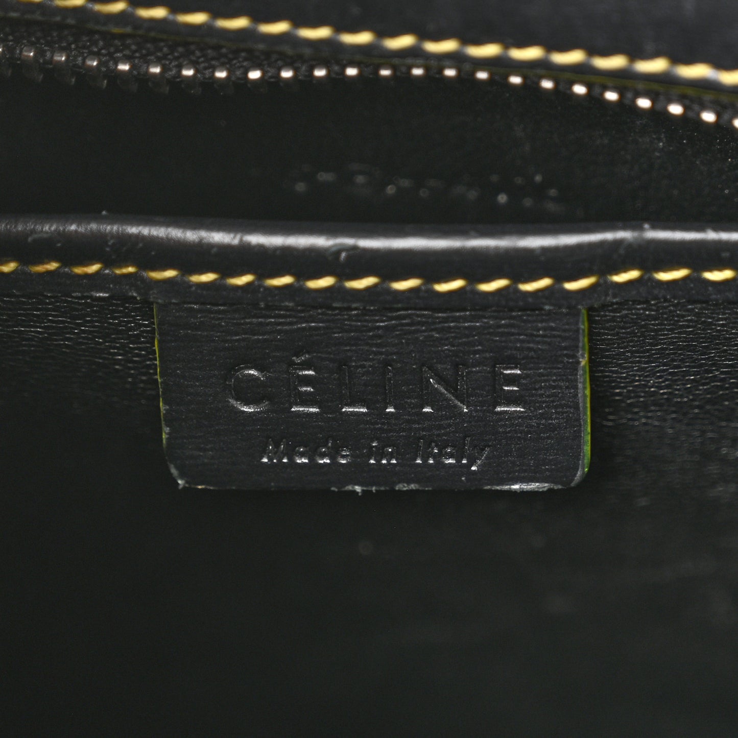 Satin Calfskin Nano Debossed Luggage Black Yellow