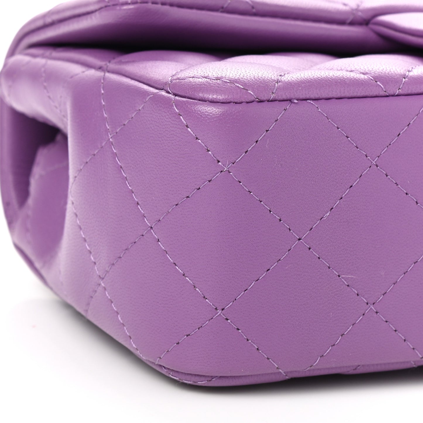 Lambskin Quilted Mini Rectangular Flap Purple