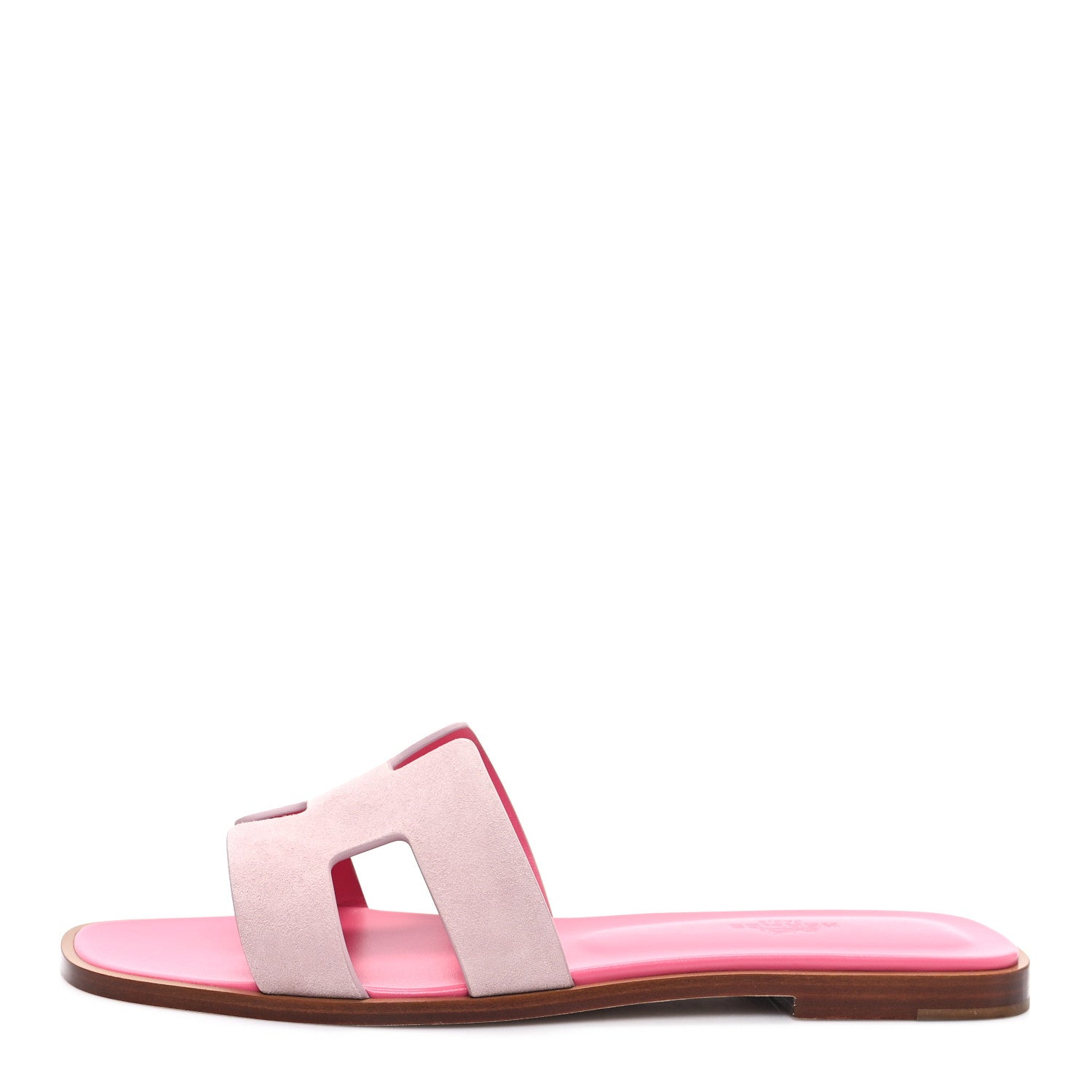 Hermes Suede Goatskin Oran Sandals 38.5 Rose Porcelaine 1608249