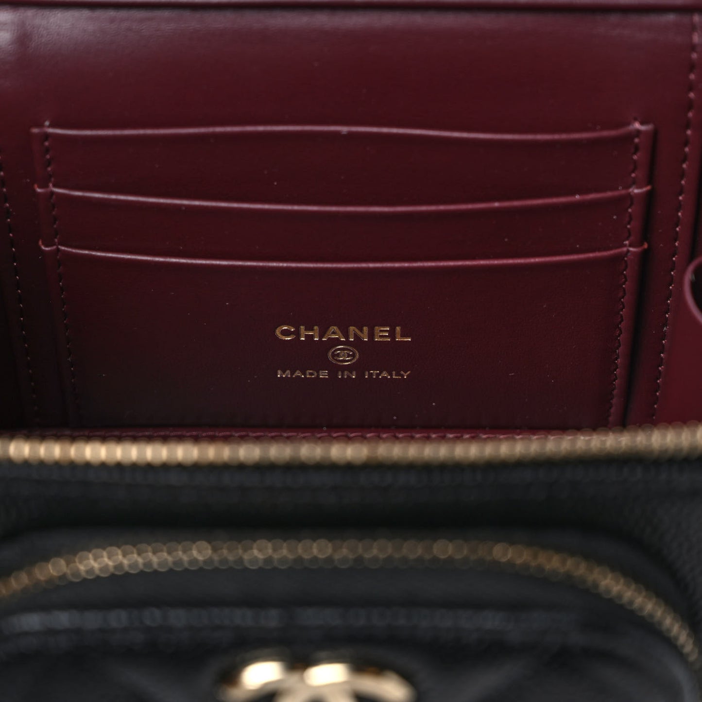 Caviar Quilted Top Handle Pocket Vanity Case Black