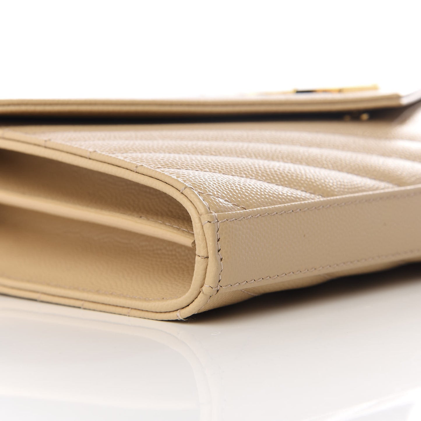 Grain De Poudre Matelasse Chevron Monogram Chain Wallet Nude Powder