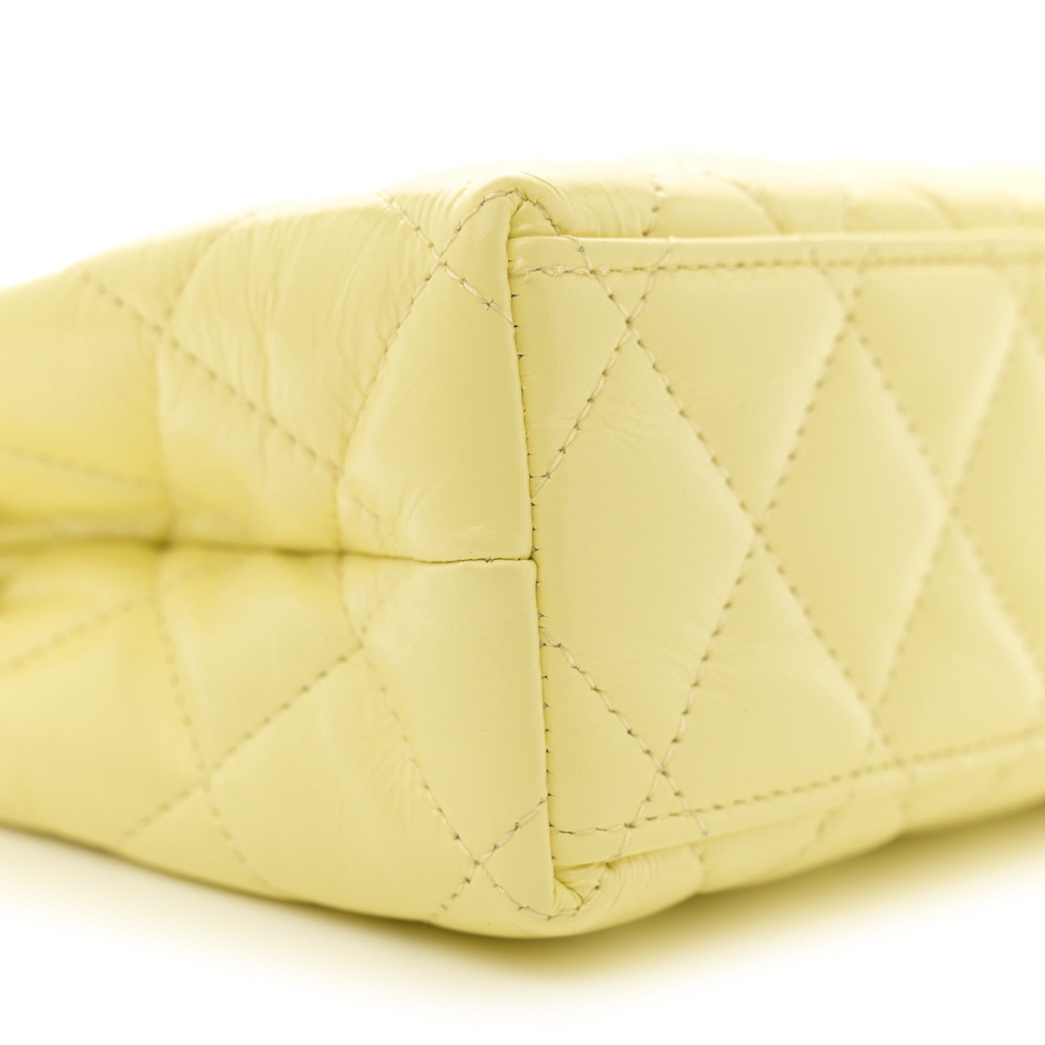 Chanel Shiny Aged Calfskin Quilted Nano Kelly Shopper Light Yellow 9 of 10