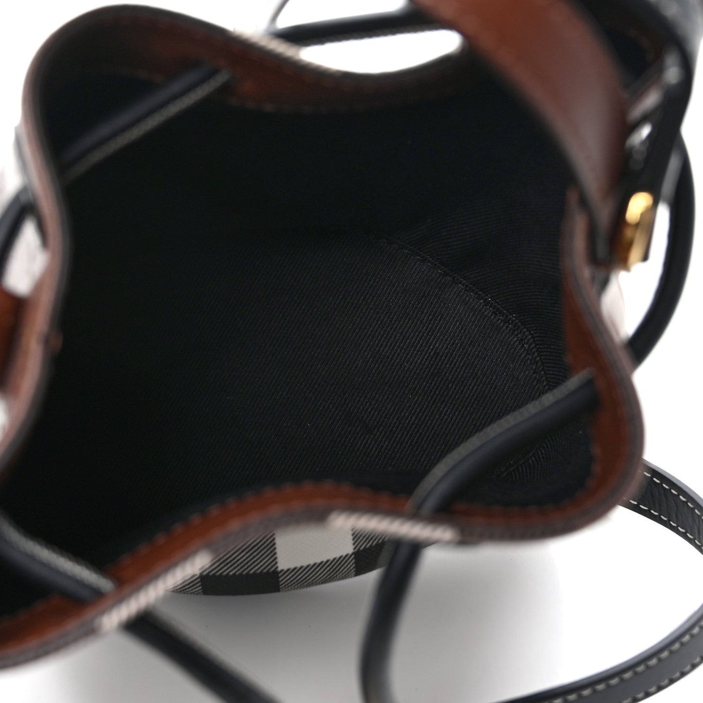 Giant Check Calfskin TB Mini Bucket Bag Dark Birch