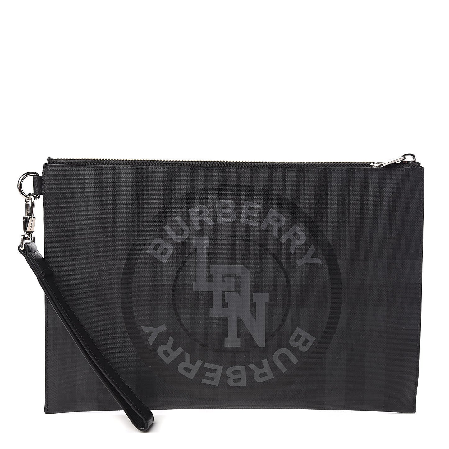 London Check Edin Zip Pouch Charcoal Grey