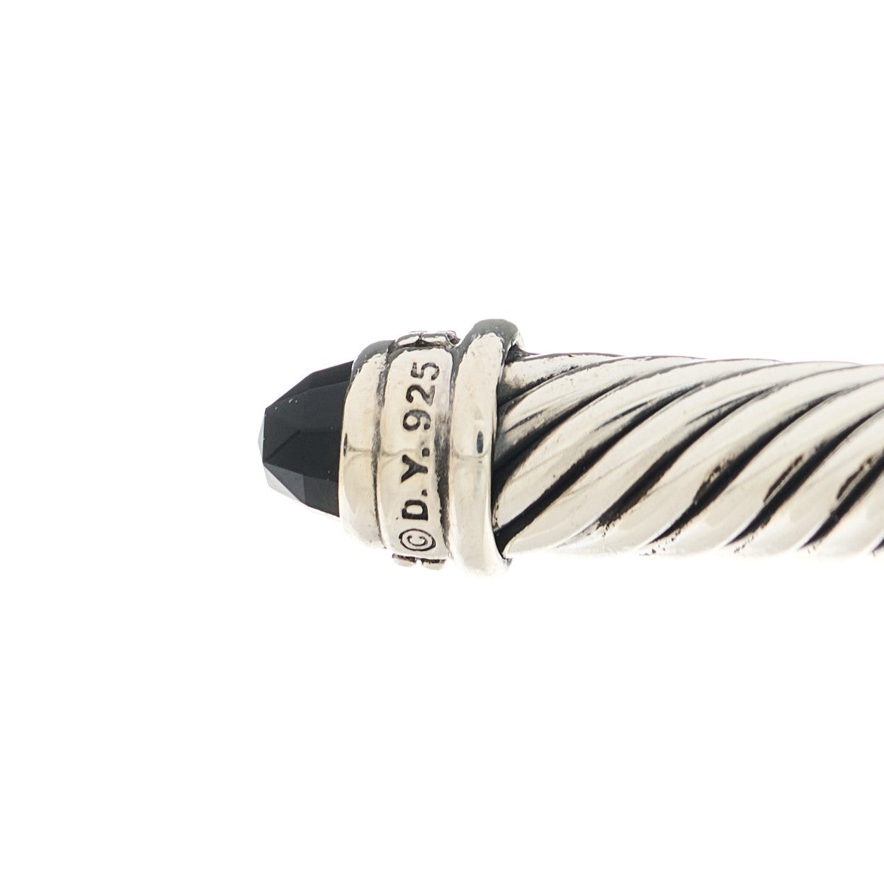 David Yurman Sterling Silver Diamond Black Onyx 5mm Cable Classics Bracelet 3 of 3