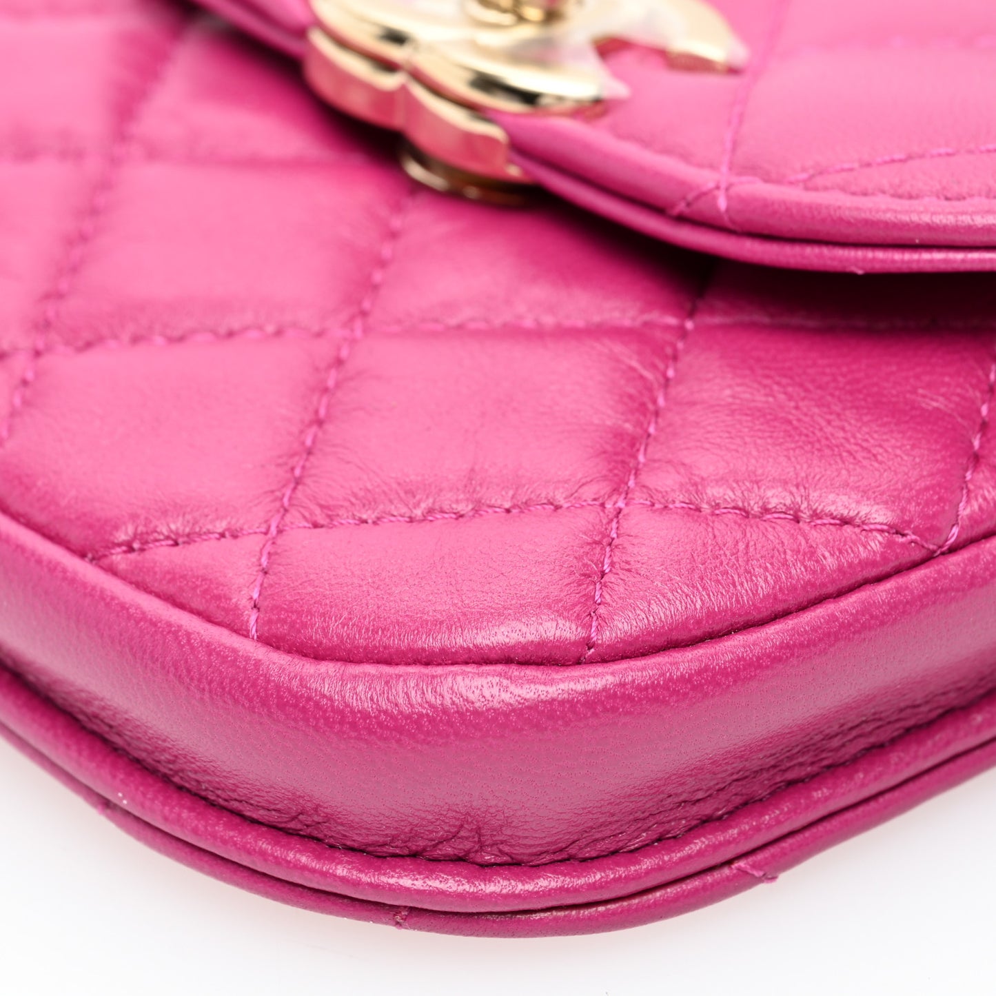 Tweed Lambskin Quilted Waist Bag With Coin Purse Fuchsia