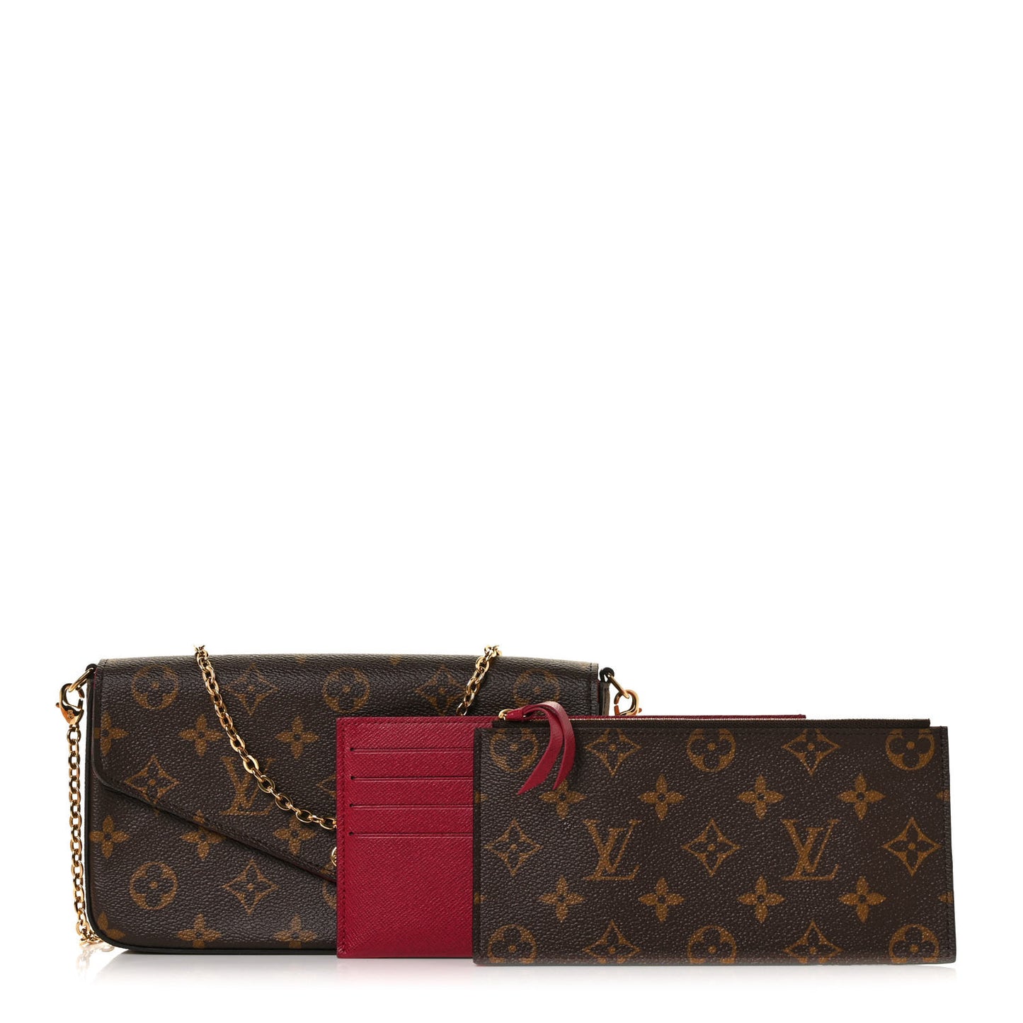 Monogram Pochette Felicie Chain Wallet Fuchsia