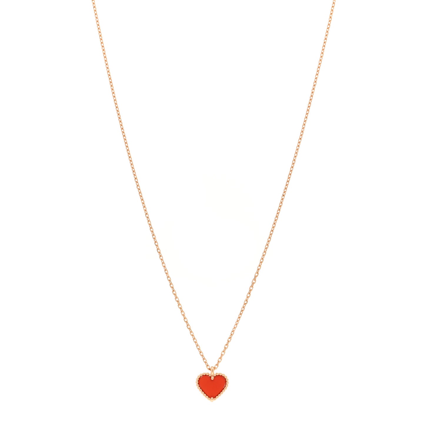 18k Rose Gold Carnelian Sweet Alhambra Heart Pendant Necklace
