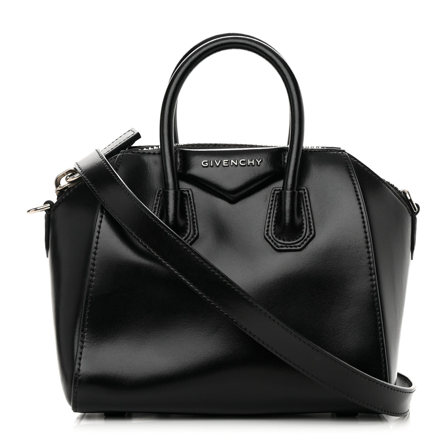 Shiny Lord Calfskin Mini Antigona Black
