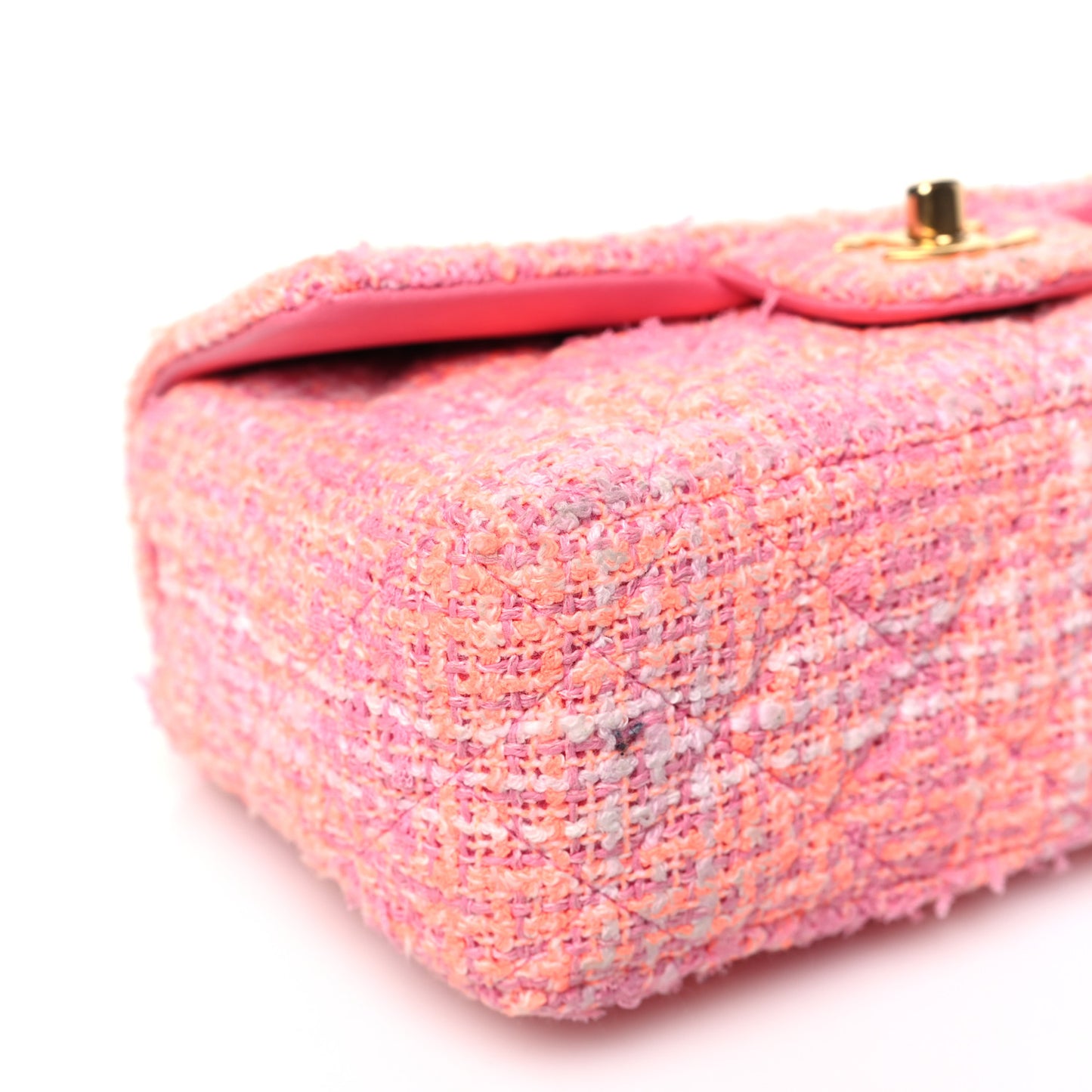 Tweed Quilted Mini Rectangular Flap Pink Orange White