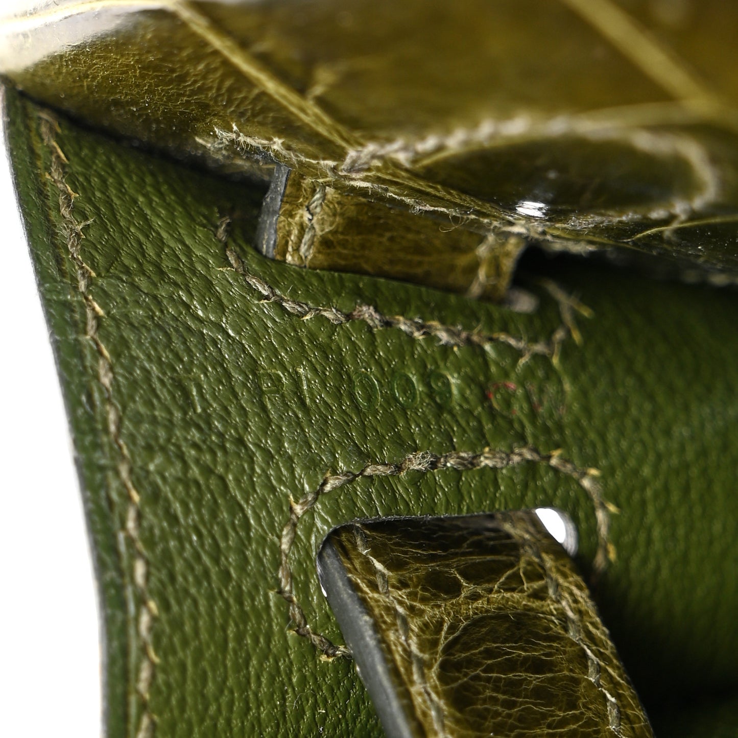 Shiny Niloticus Crocodile Kelly Cut Pochette Vert Veronese