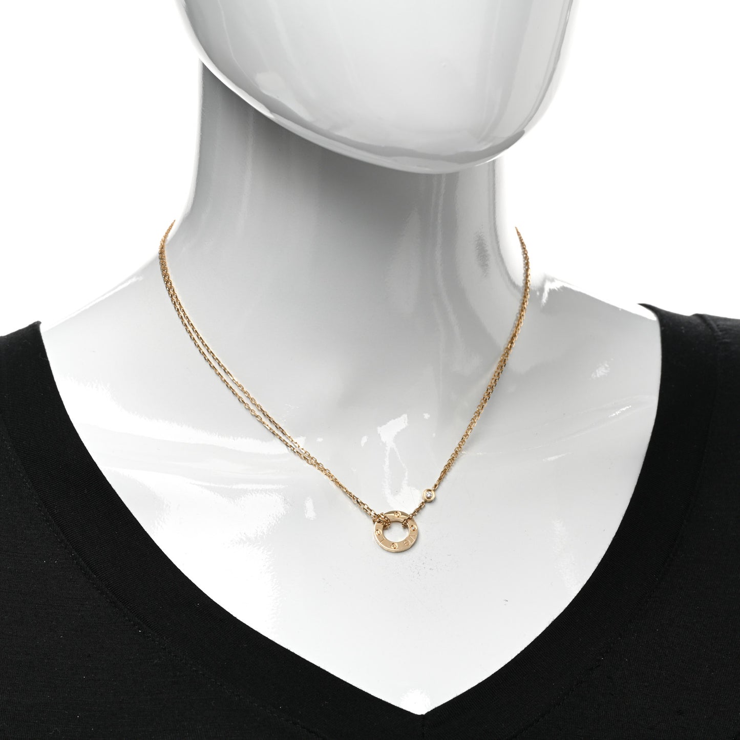 18K Yellow Gold 2 Diamond LOVE Necklace