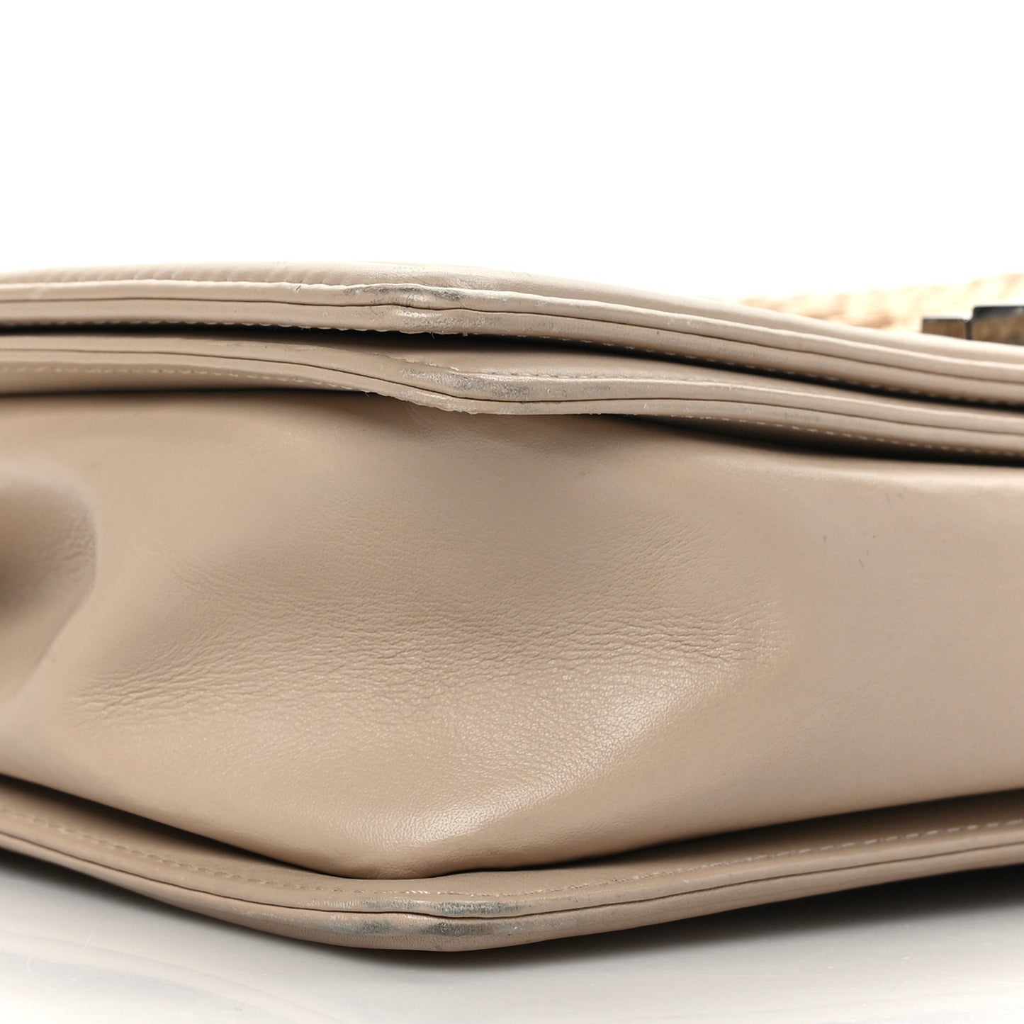 Snakeskin Calfskin New Medium Boy Flap Beige