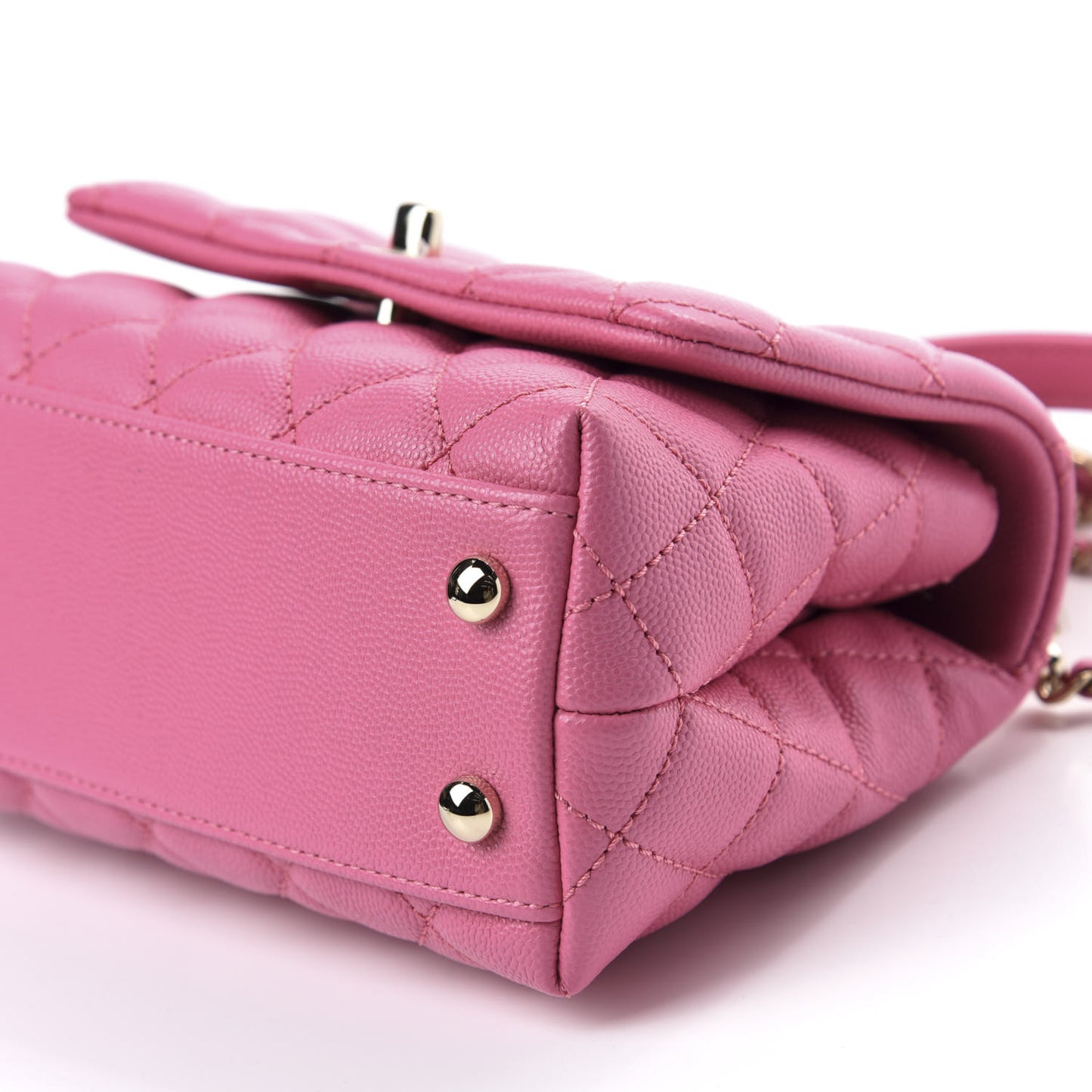 Caviar Quilted Lizard Embossed Extra Mini Coco Handle Flap Pink